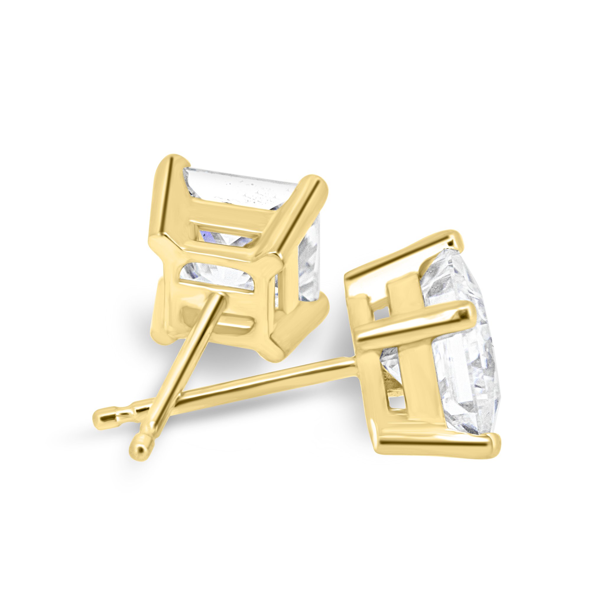 Patricia - Princess 4 Claw Earrings - 18k Yellow Gold