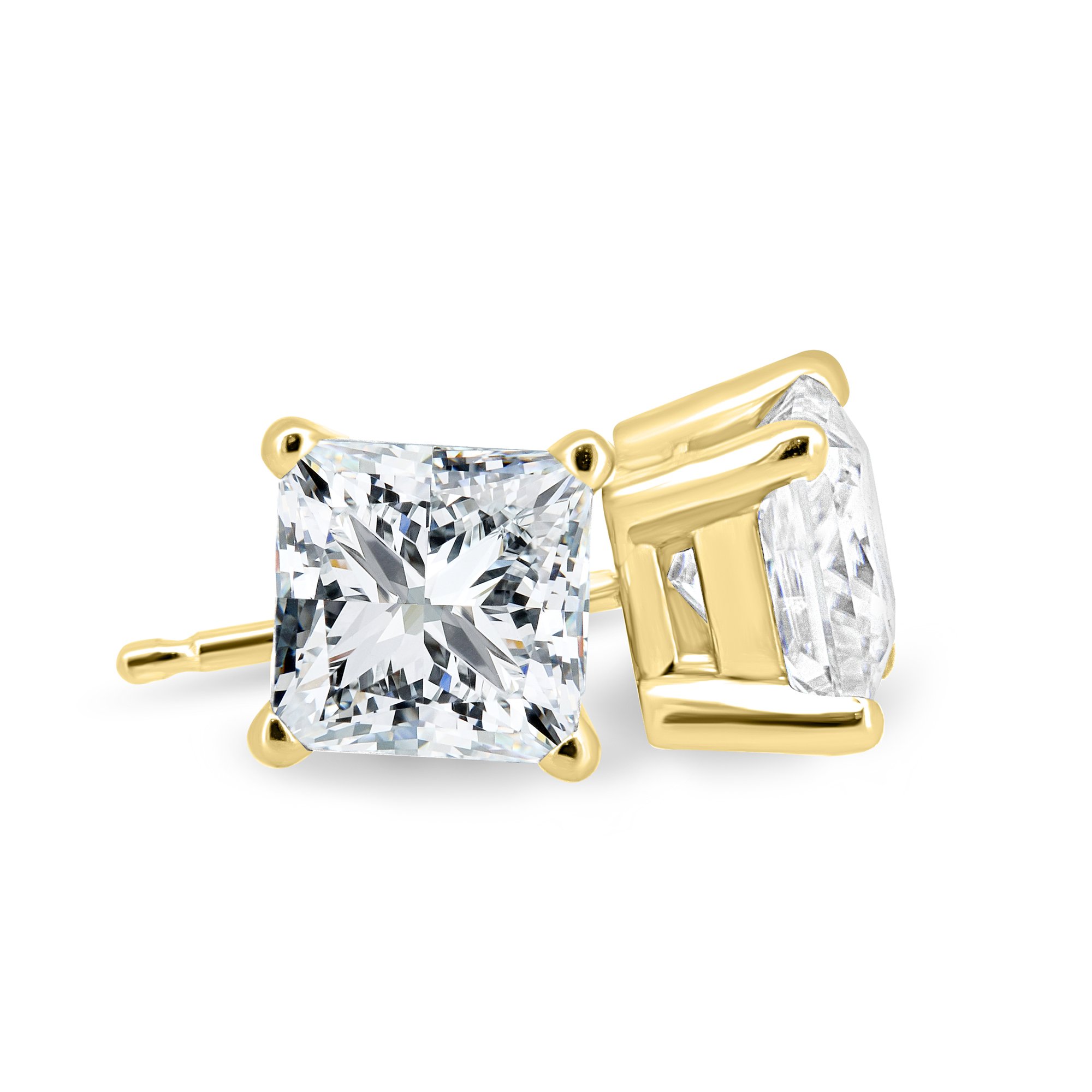 Patricia - Princess 4 Claw Earrings - 18k Yellow Gold