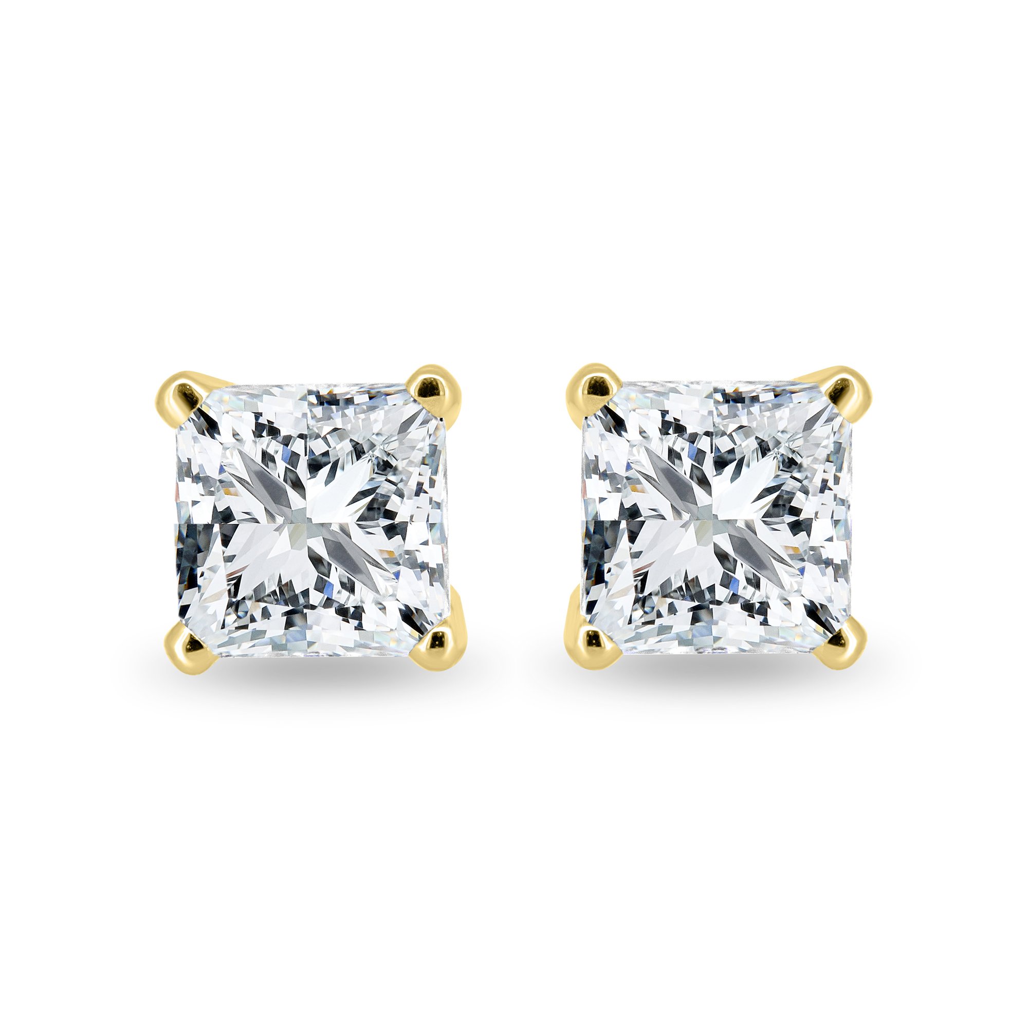 Patricia - Princess 4 Claw Earrings - 18k Yellow Gold