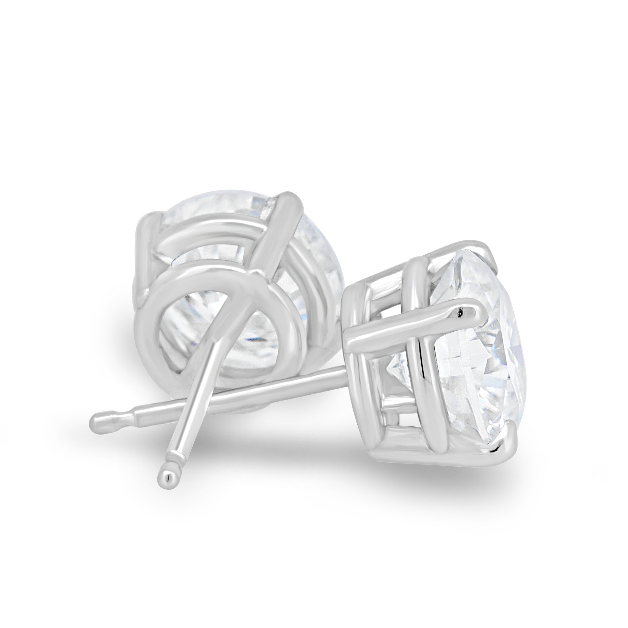 Philippa - Round 4 Claw Earrings - 18k White Gold