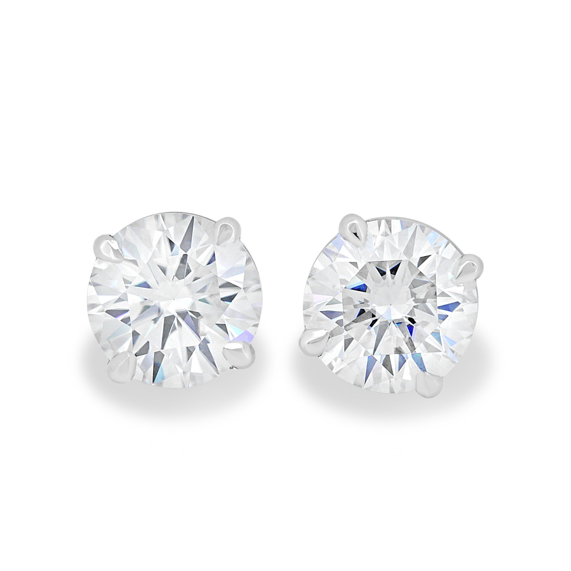 Philippa - Round 4 Claw Earrings - 18k White Gold