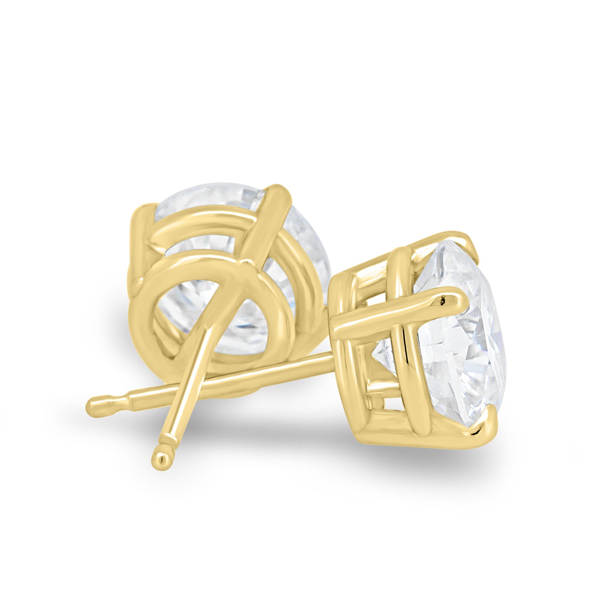 Philippa - Round 4 Claw Earrings - 18k Yellow Gold