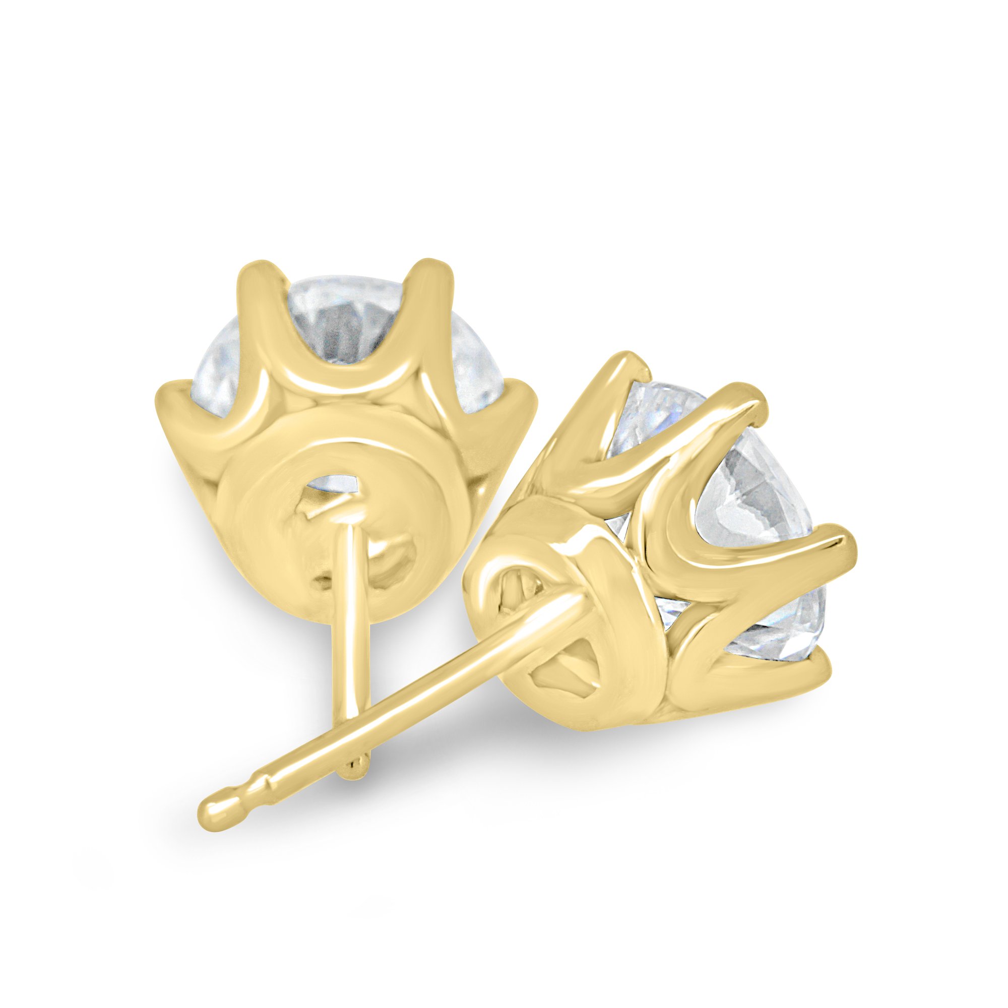 Sonia - Round 6 Claw Earrings - 18k Yellow Gold