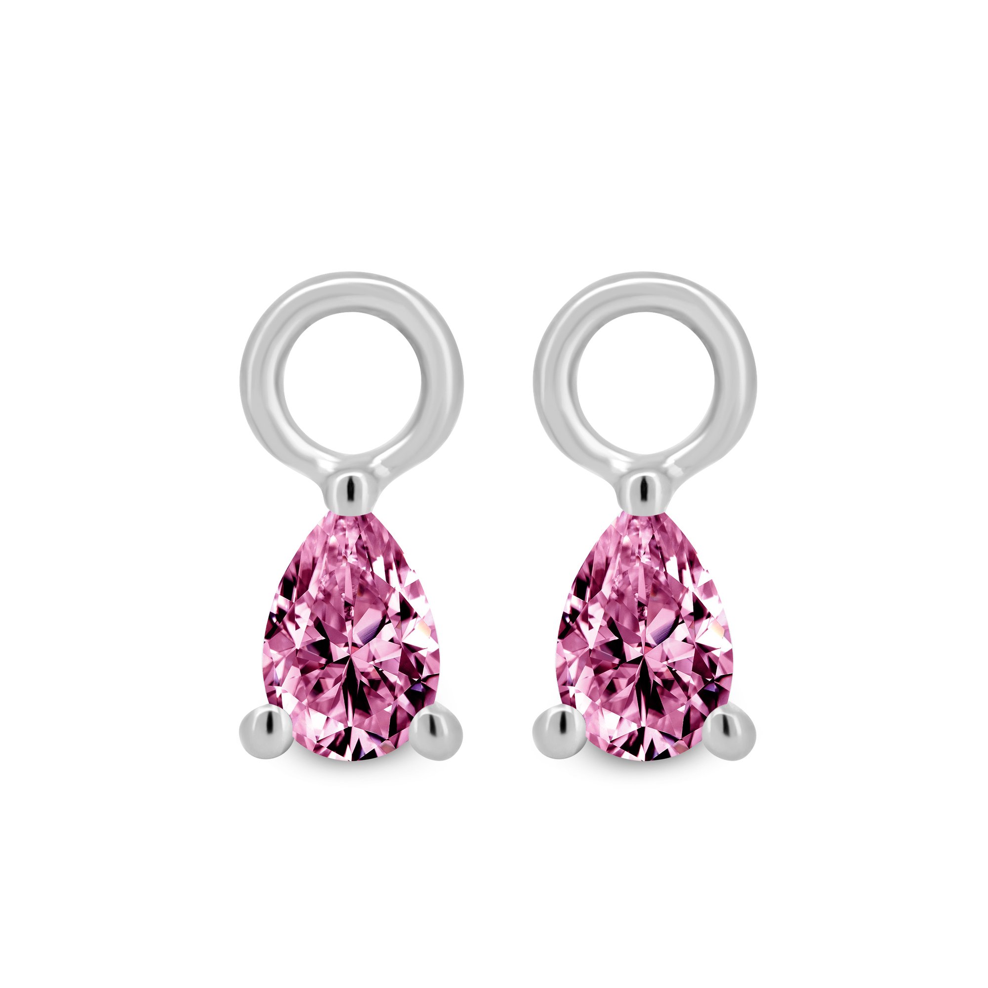 Tara  Pear Pink Sapphire Charms - 18k White Gold