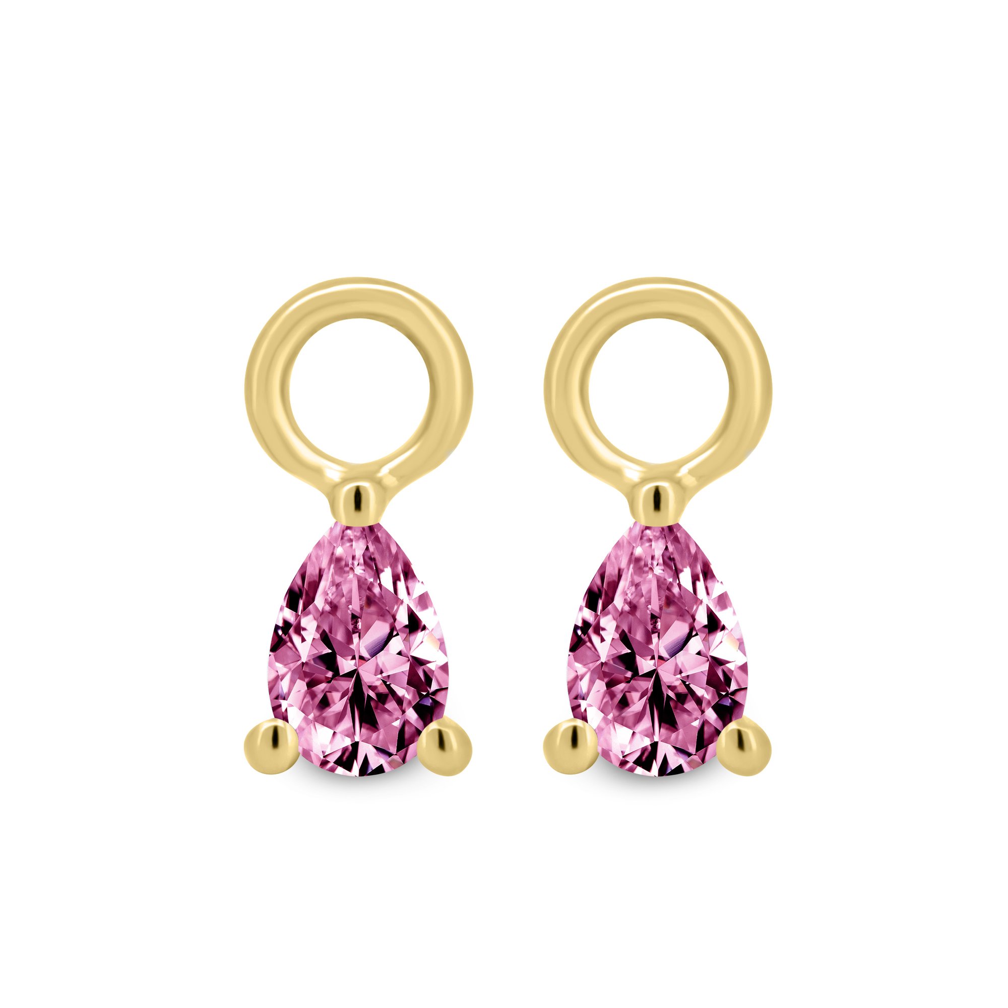 Tara  Pear Pink Sapphire Charms - 18k Yellow Gold