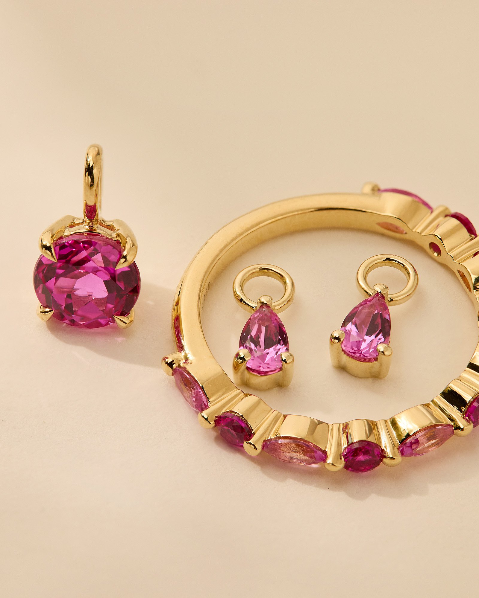 Tara  Pear Pink Sapphire Charms Lifestyle Image