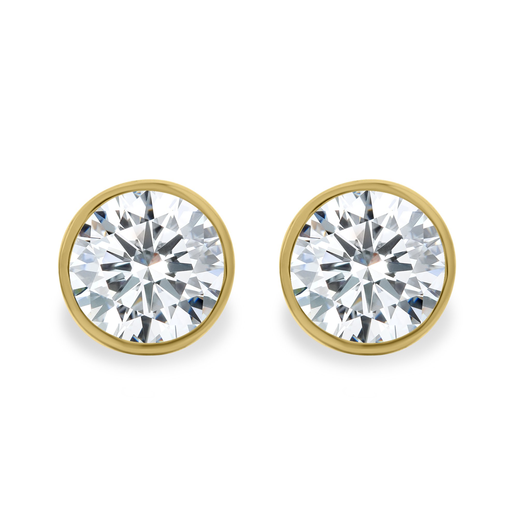 Tiana - Round Bezel Earrings - 18k Yellow Gold