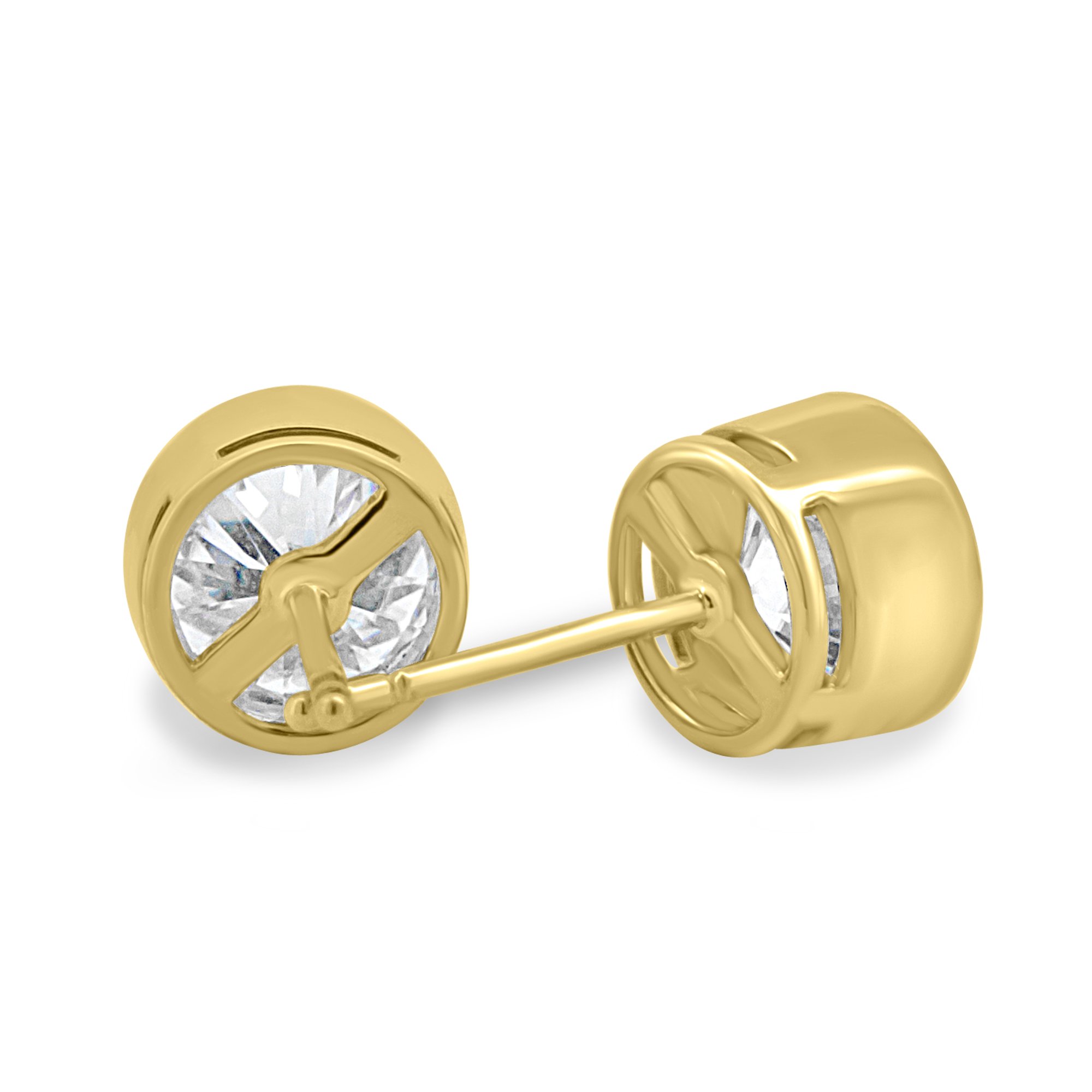 Tiana - Round Bezel Earrings - 18k Yellow Gold