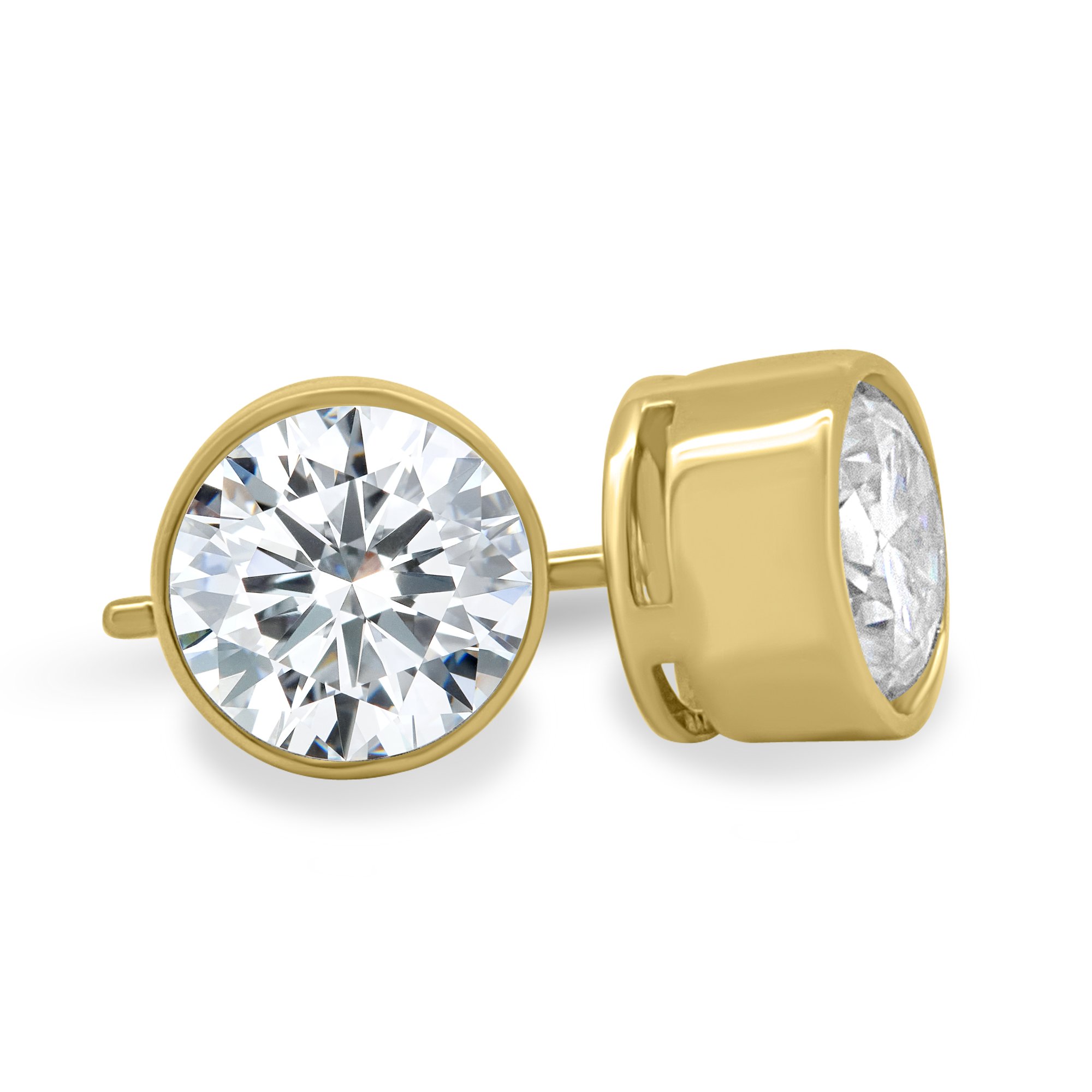 Tiana - Round Bezel Earrings - 18k Yellow Gold