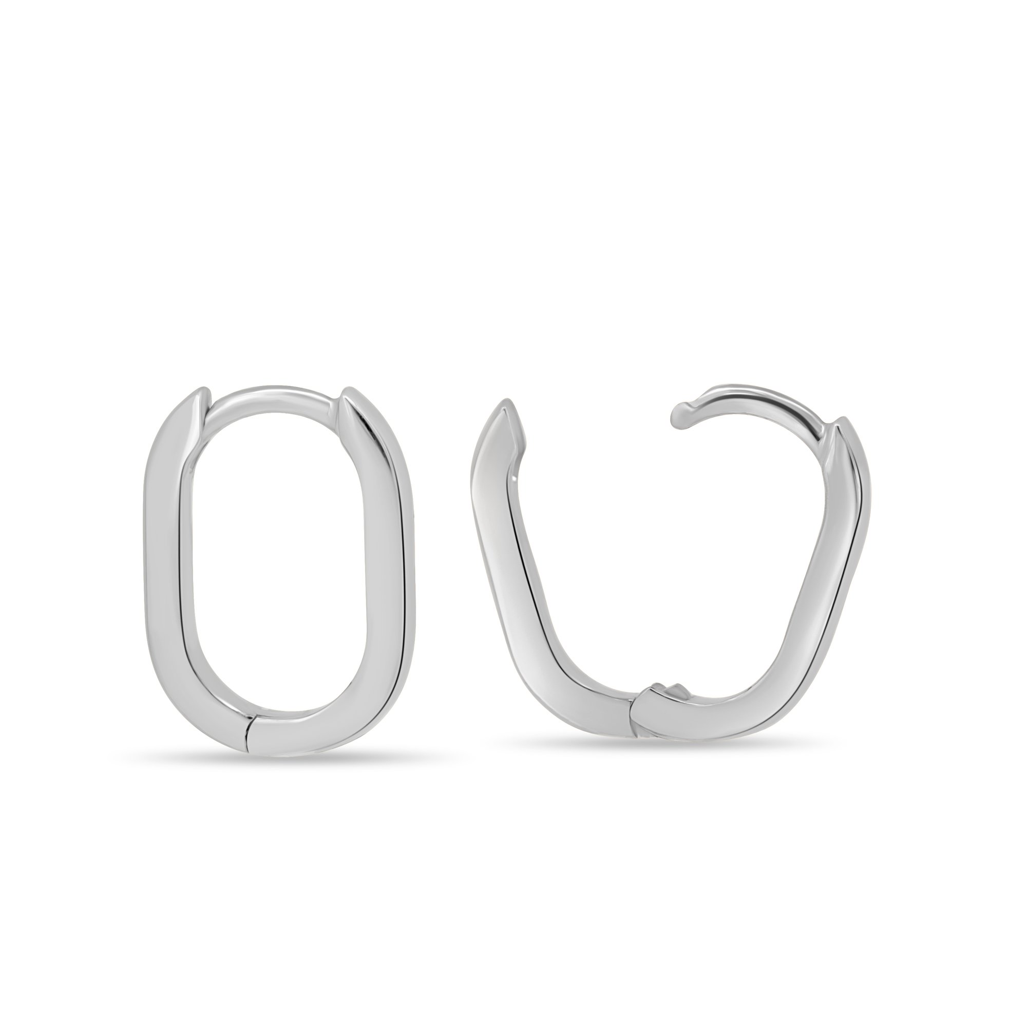 Tiffany - Elongated Oval Hoop Earrings - 14k White Gold
