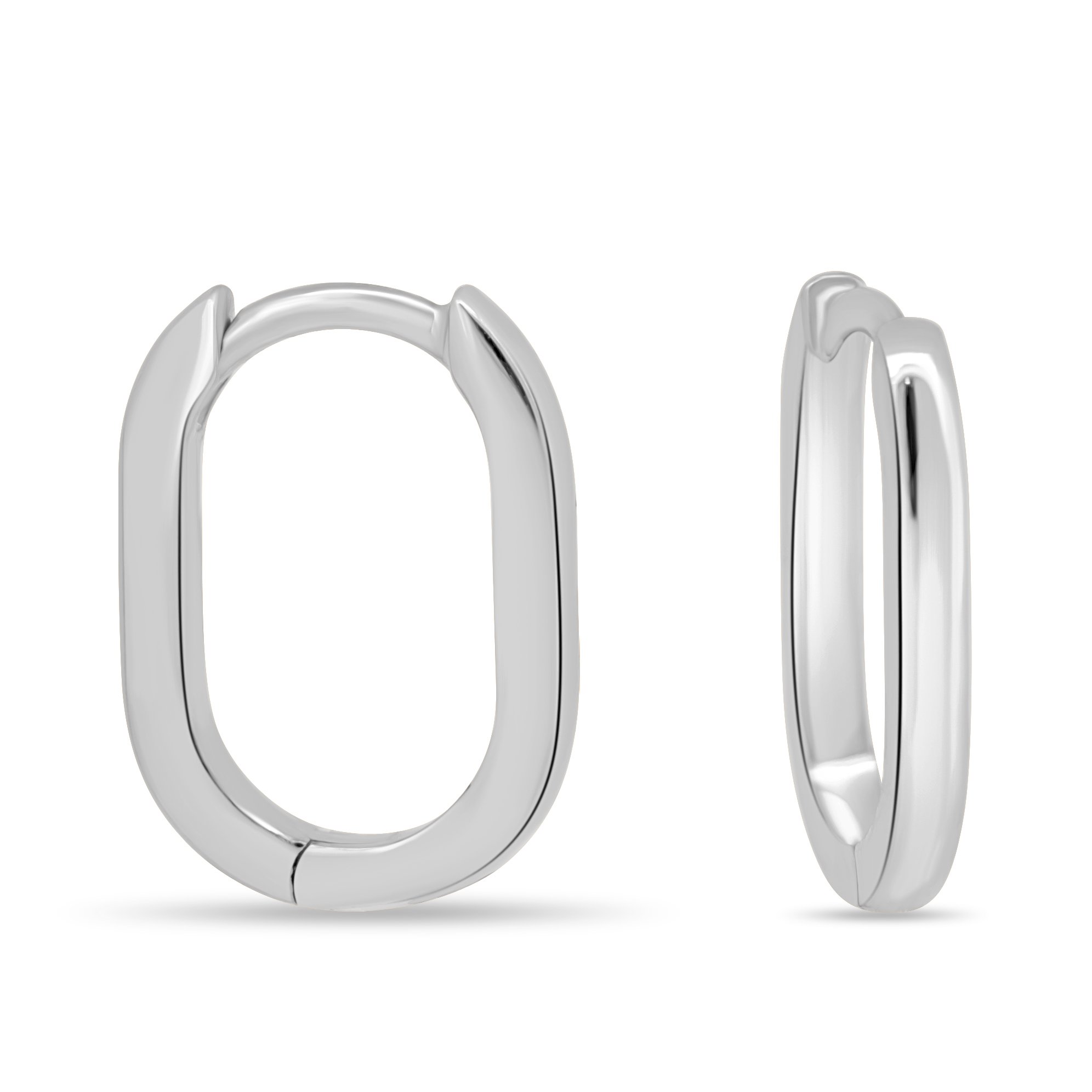 Tiffany - Elongated Oval Hoop Earrings - 14k White Gold