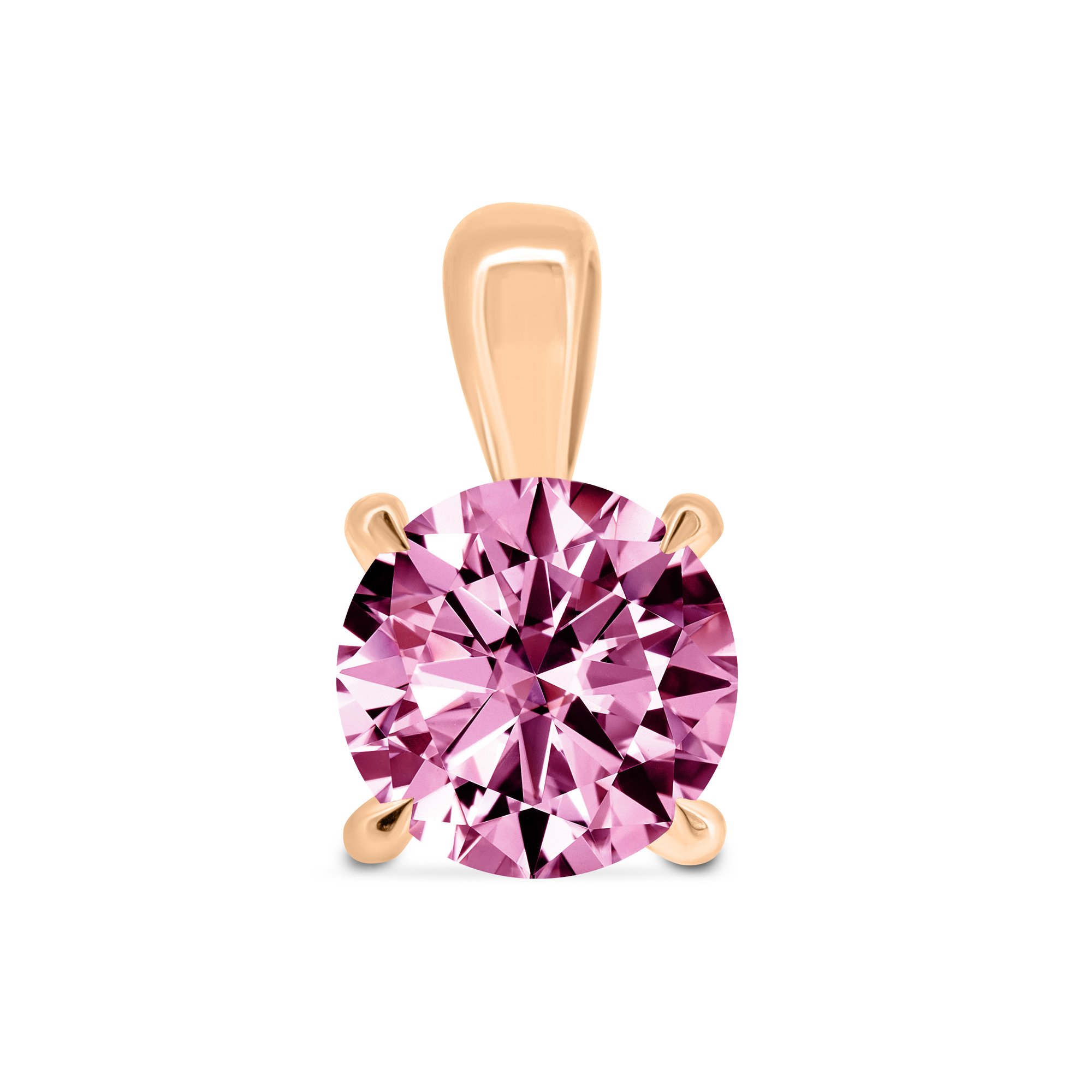 Alicia  Round Pink Sapphire Pendant - 18k Rose Gold