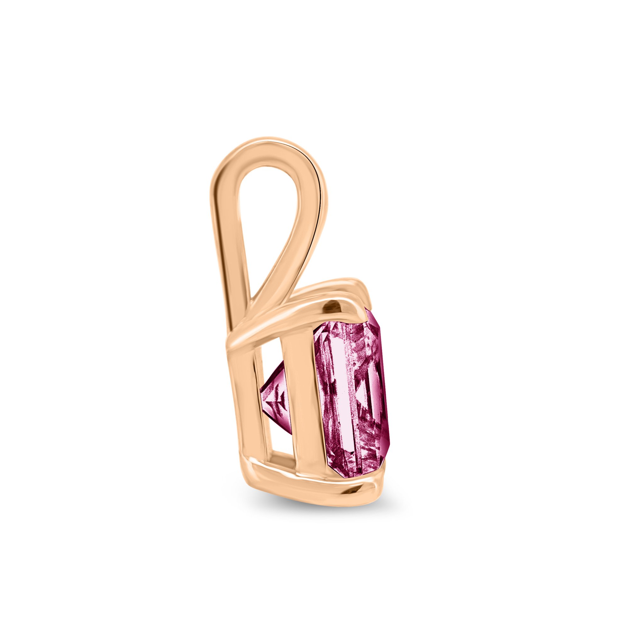 Alicia  Round Pink Sapphire Pendant - 18k Rose Gold