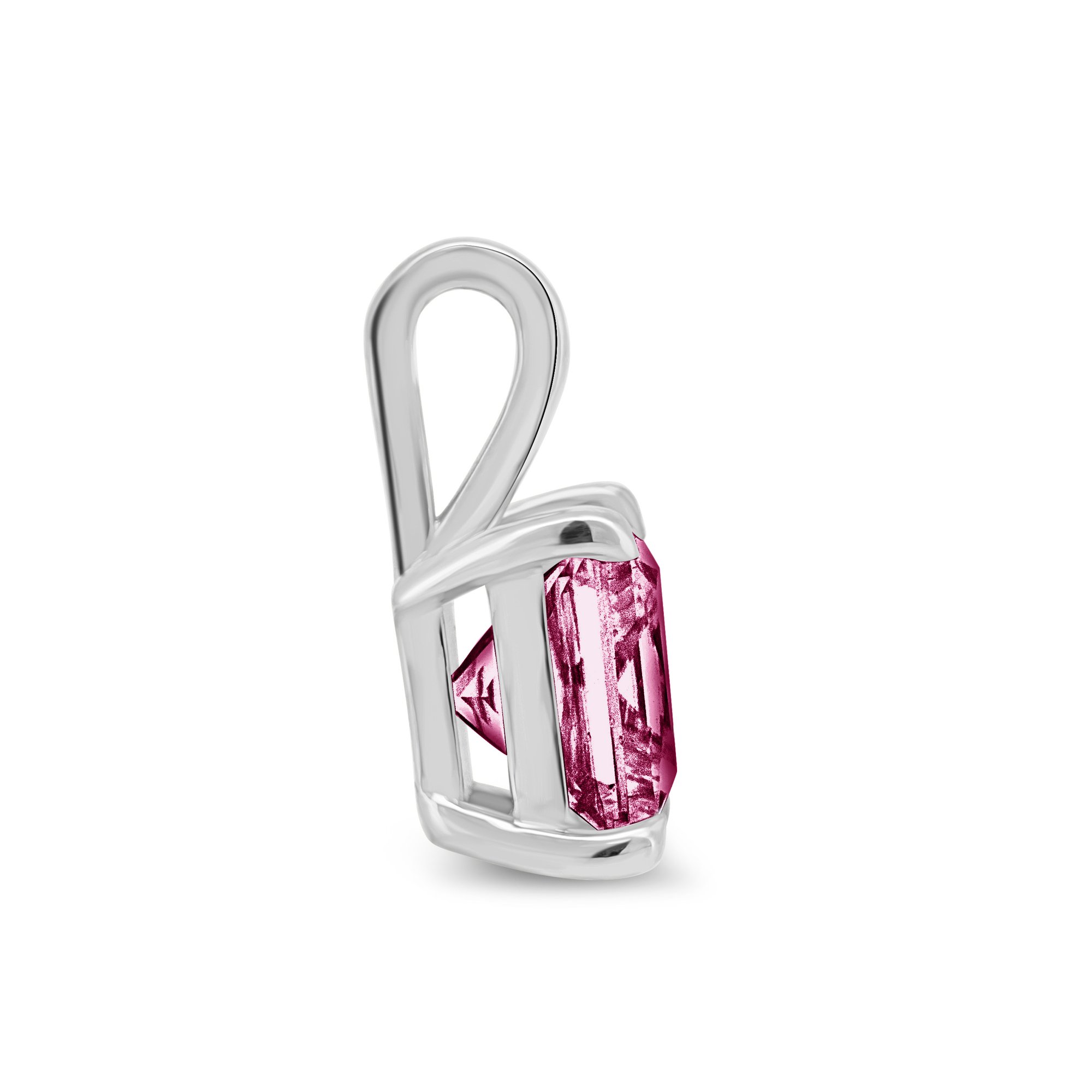 Alicia  Round Pink Sapphire Pendant - 18k White Gold