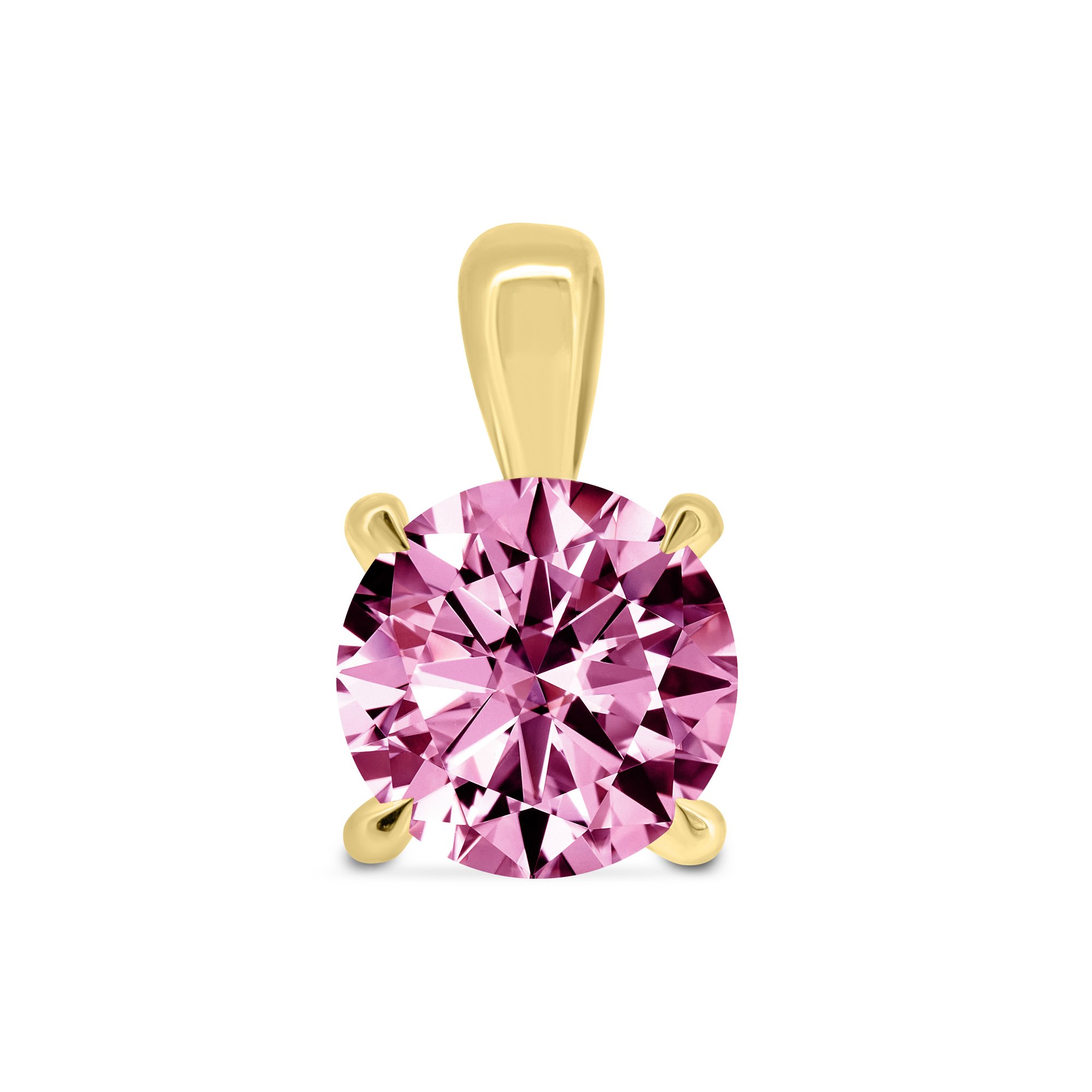 Alicia  Round Pink Sapphire Pendant - 18k Yellow Gold