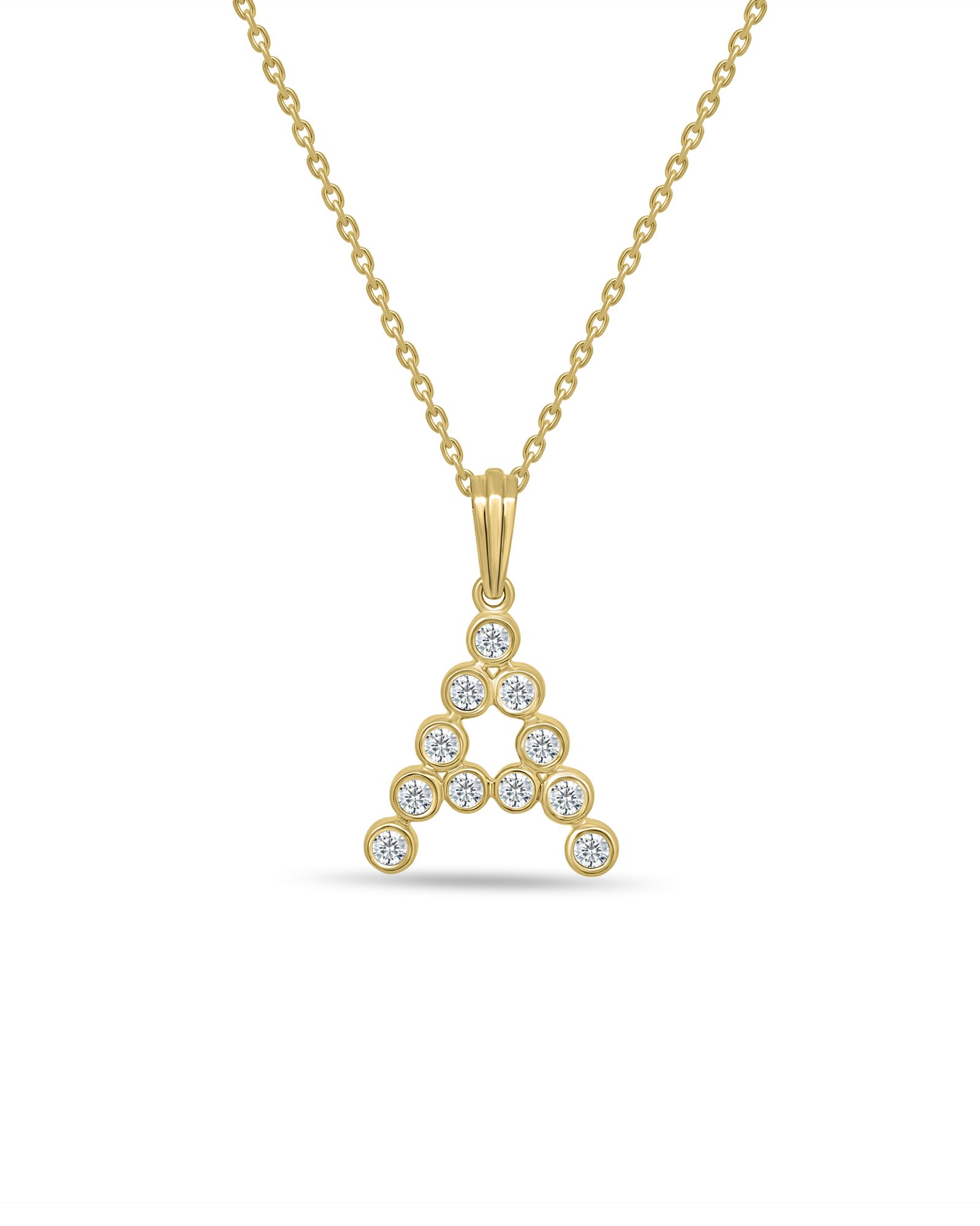 Initial Bezel Pendant with Chain - 9k Yellow Gold A
