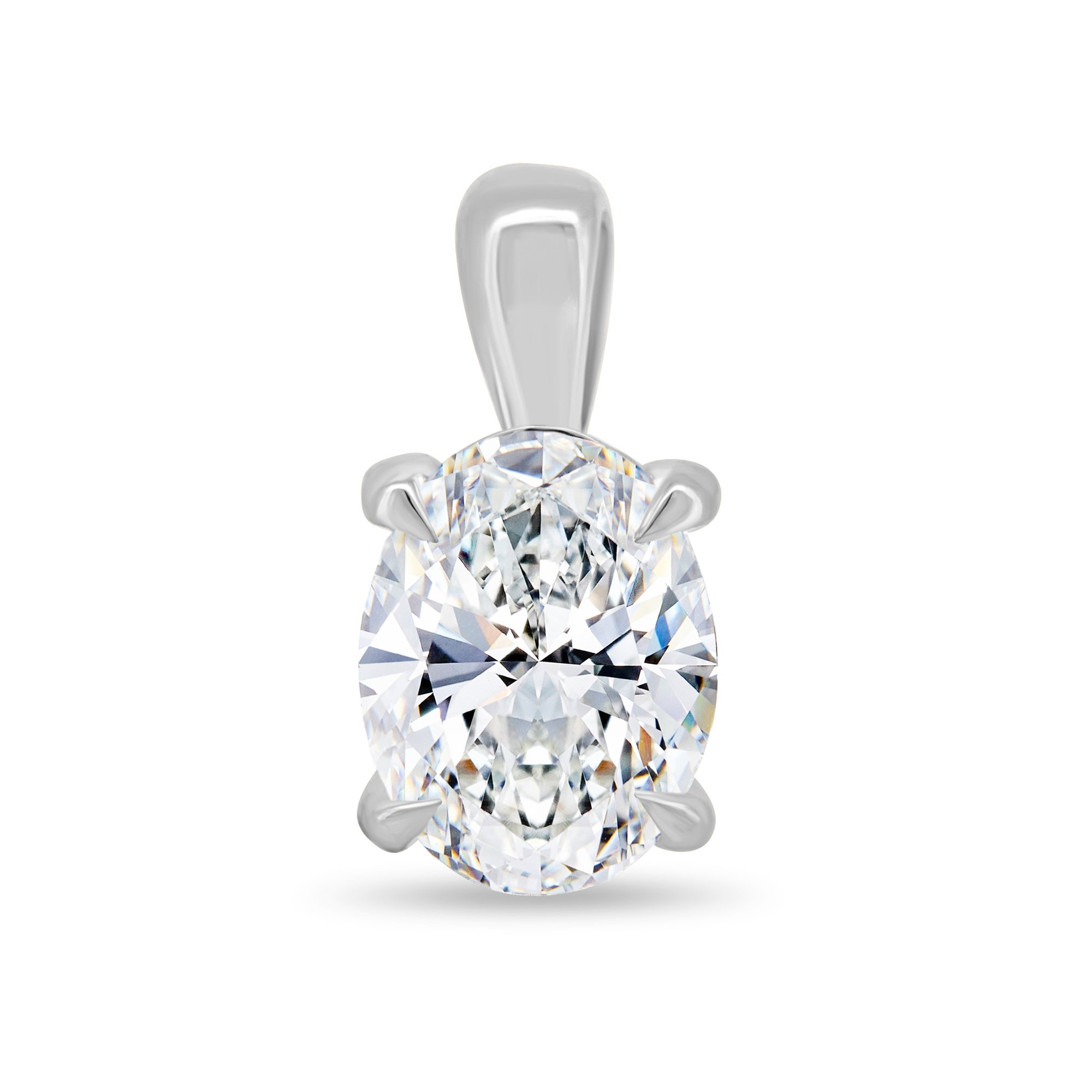 Kenzie - Oval Pendant - 18k White Gold