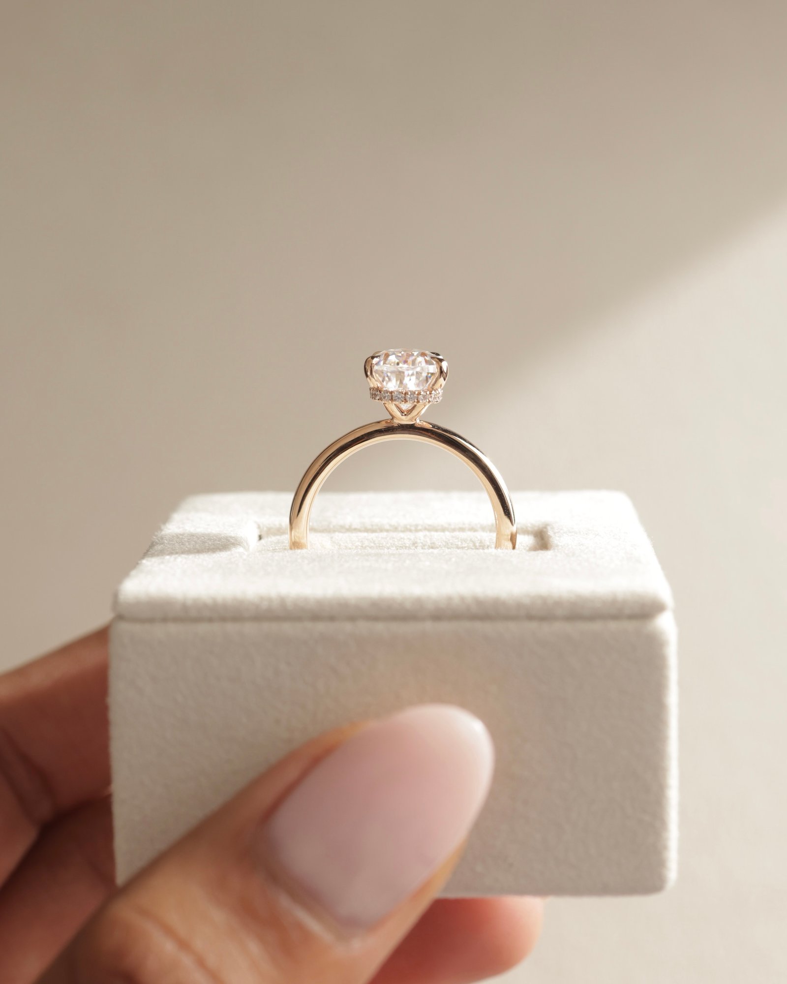 18k Rose Gold | 10x7mm Pear Moissanite | Lab Diamond side stones