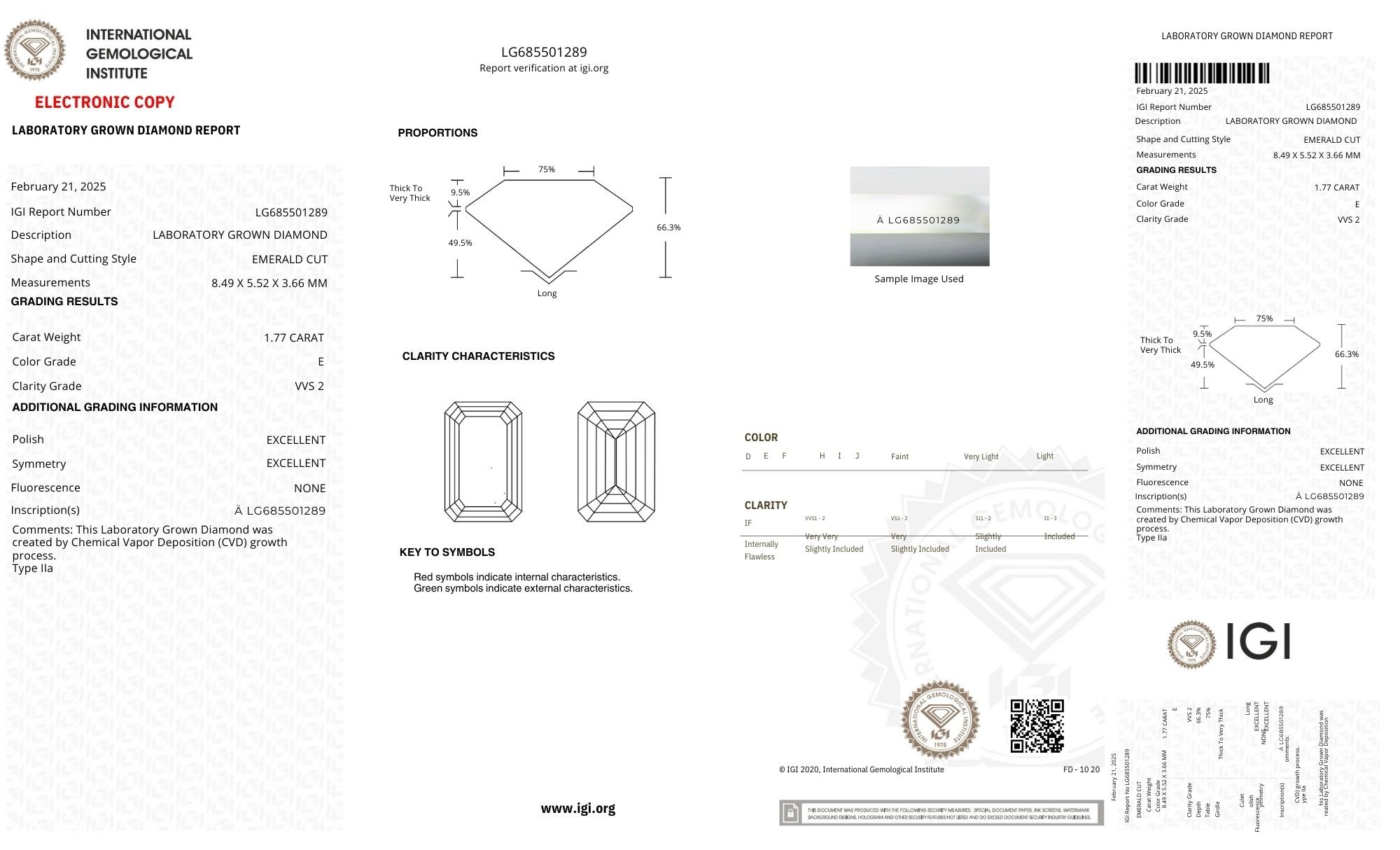 18k Yellow Gold | 1.77ct - E - VVS2 Emerald Lab Diamond | Lab Diamond side stones