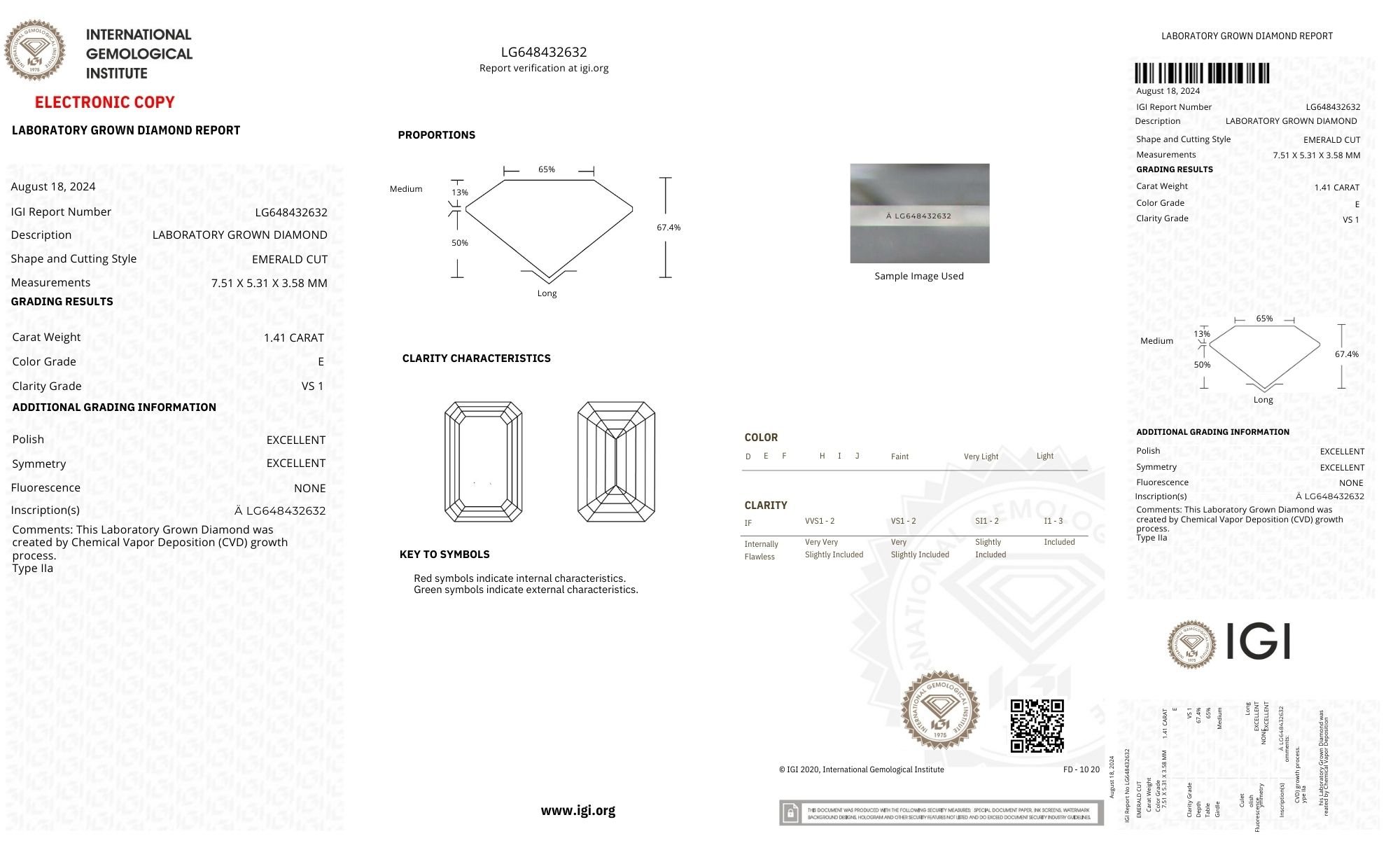 Platinum | High Set | 1.41ct - E - VS1 Emerald Lab Diamond