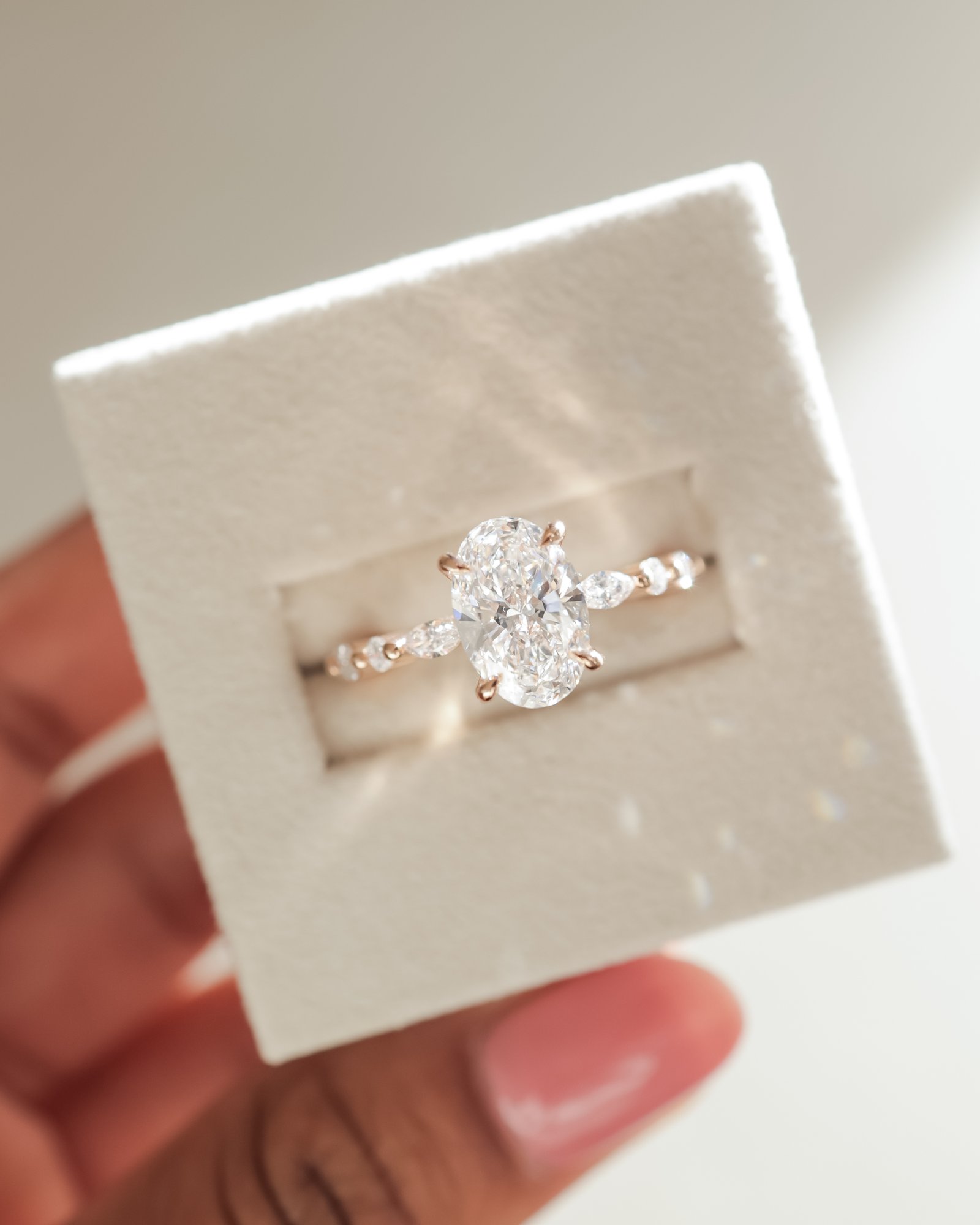 18k Rose Gold | 2.05ct - D - VVS2 Oval Lab Diamond | Lab Diamond side stones