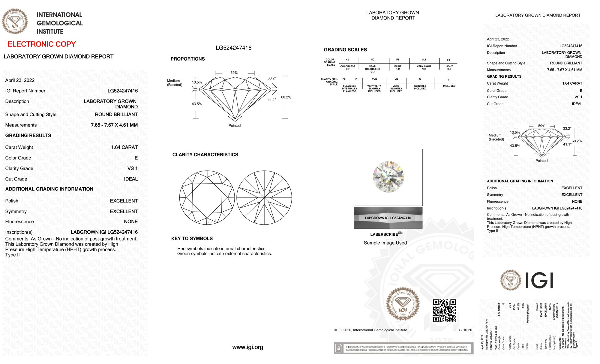 18k Yellow Gold / Platinum | 1.64ct - E - VS1 Round Lab Diamond | Lab Diamond side stones