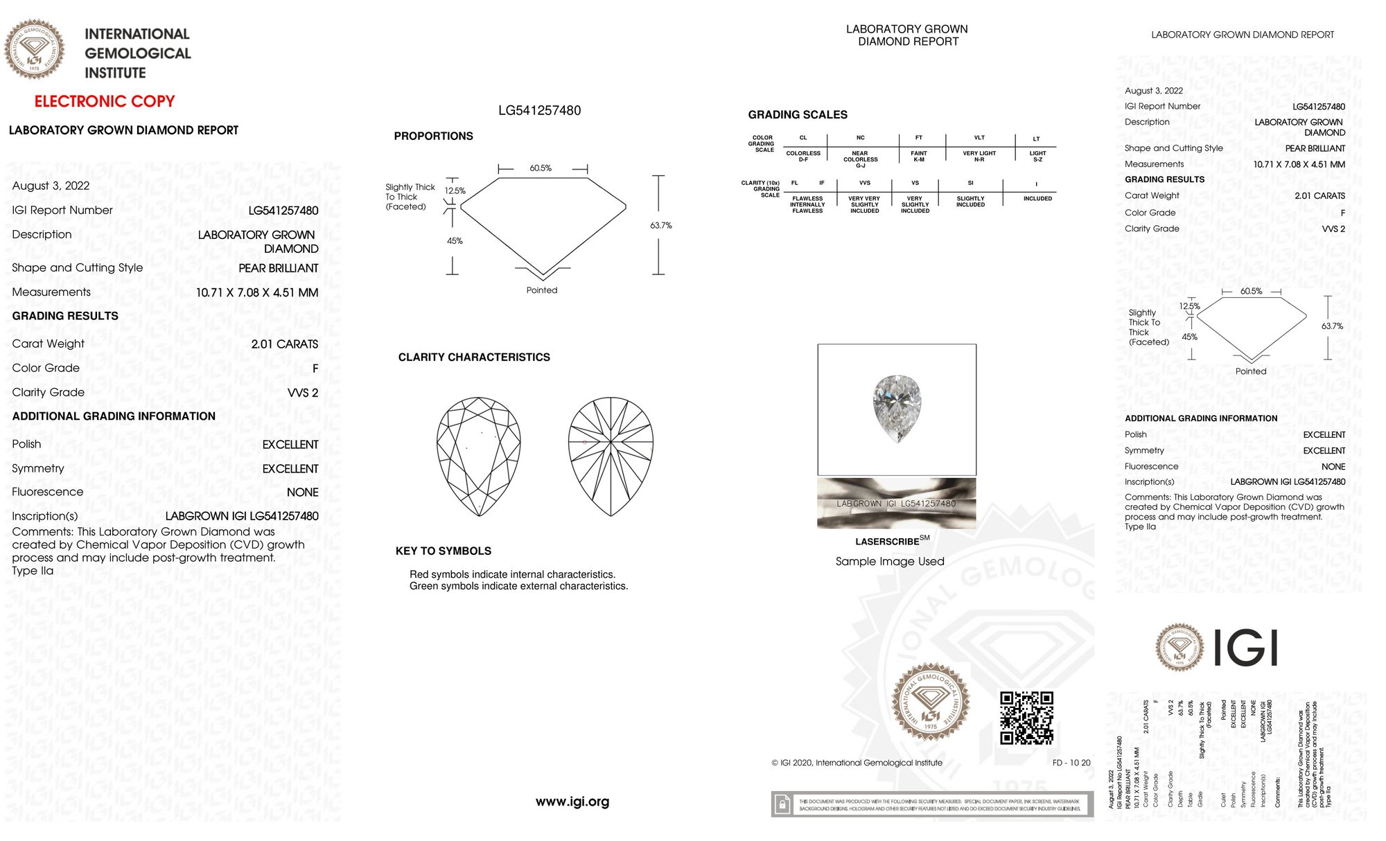 Platinum | 2.01ct - F - VVS2 Pear Lab Diamond