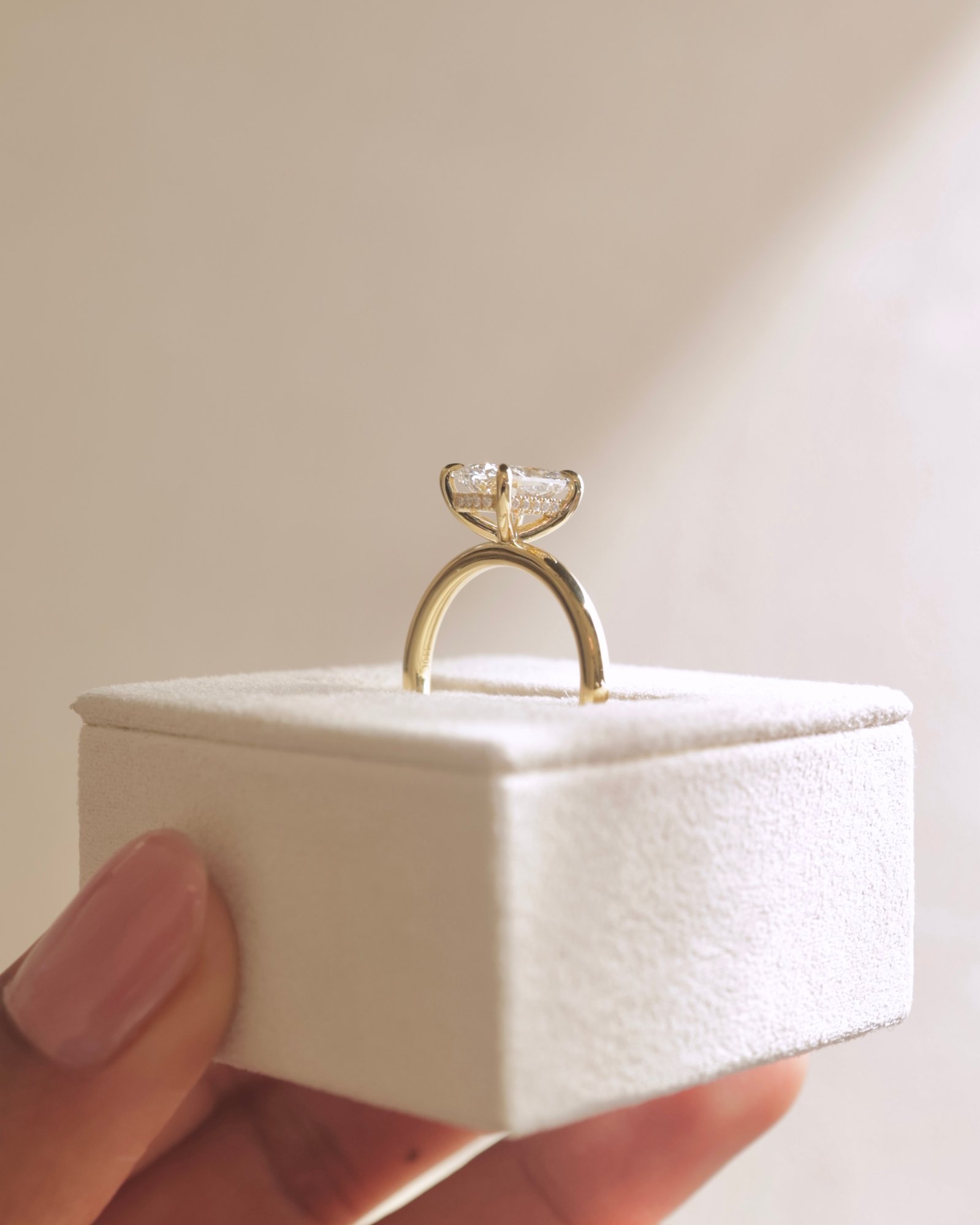 18k Yellow Gold | High Set | 1.83ct - F - VS1 Elongated Cushion Lab Diamond | Lab Diamond side stones