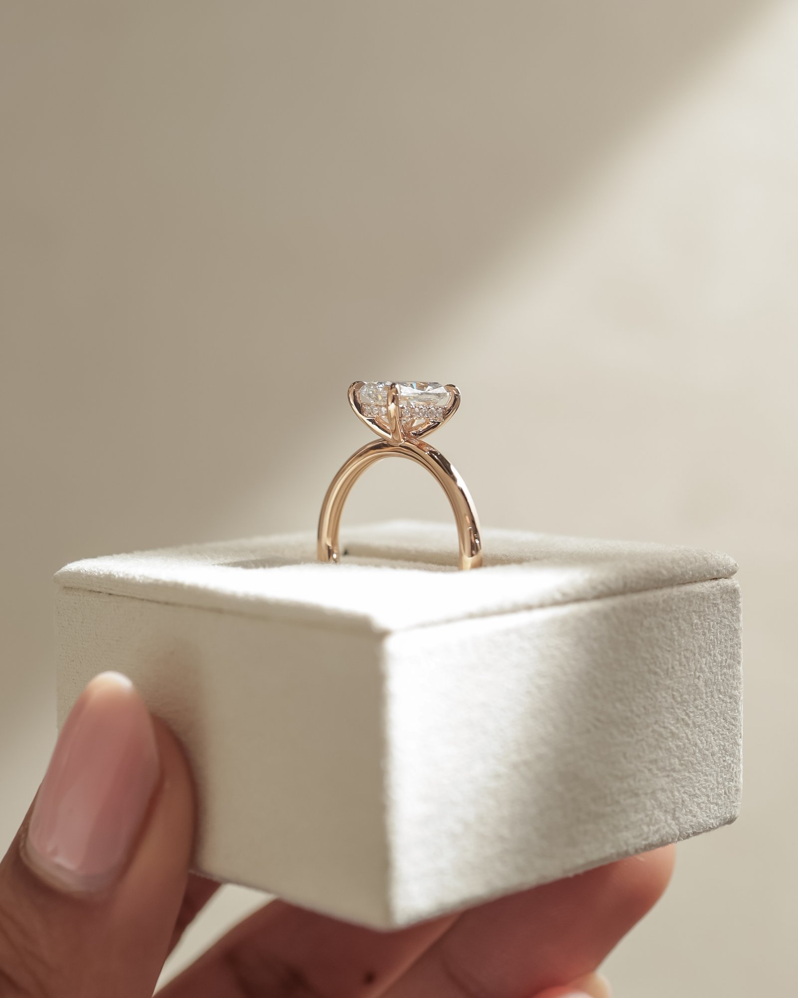 18k Rose Gold | High Set | 1.52ct - E - VVS2 Elongated Cushion Lab Diamond | Lab Diamond side stones