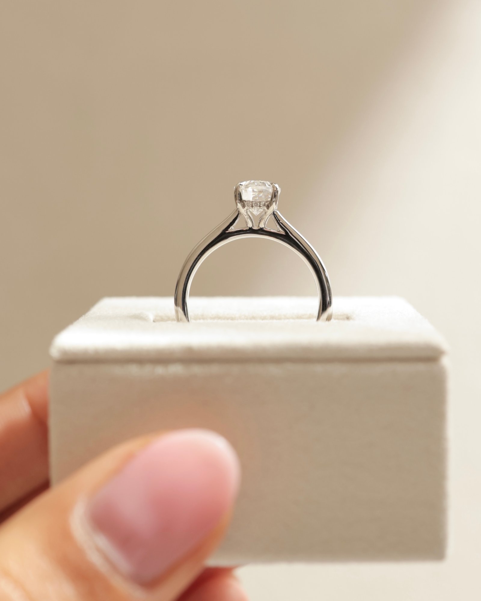 Platinum | 8x6mm Oval Moissanite | Lab Diamond side stones