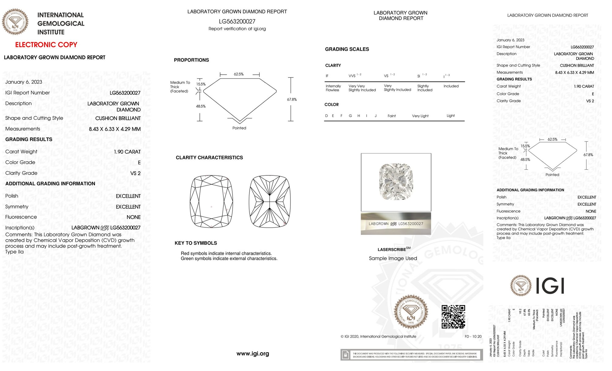 Platinum | 1.9ct - E - VS2 Elongated Cushion Lab Diamond | Lab Diamond side stones