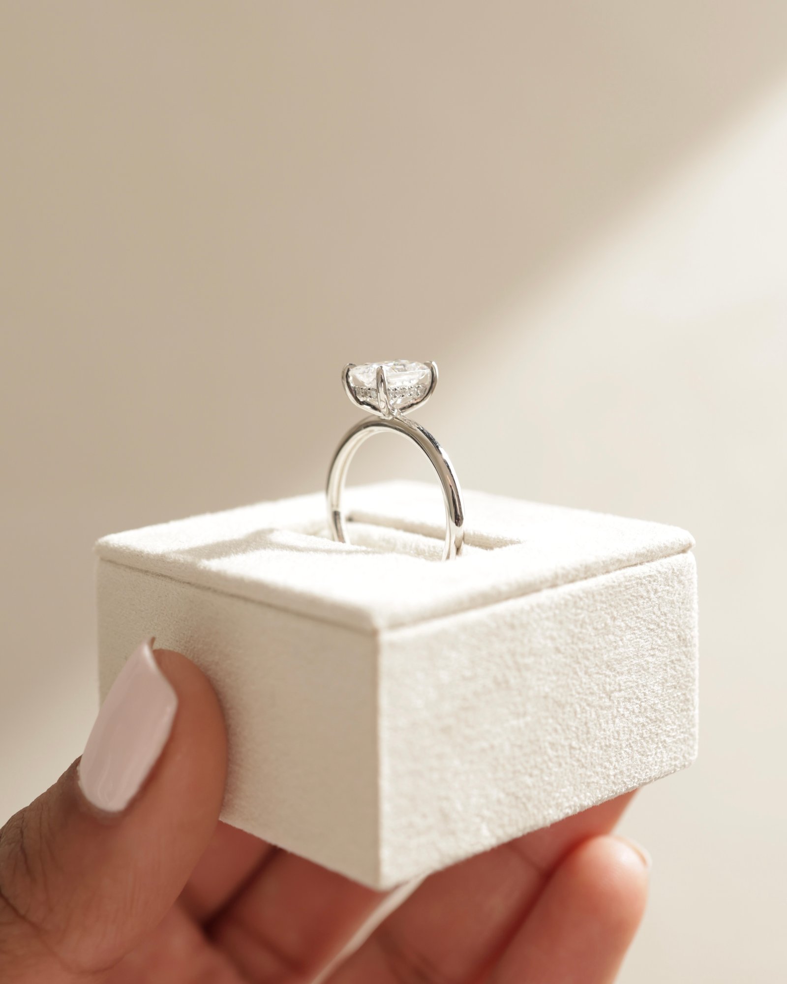 Platinum | 7.5x5.5mm Radiant Moissanite | Lab Diamond side stones