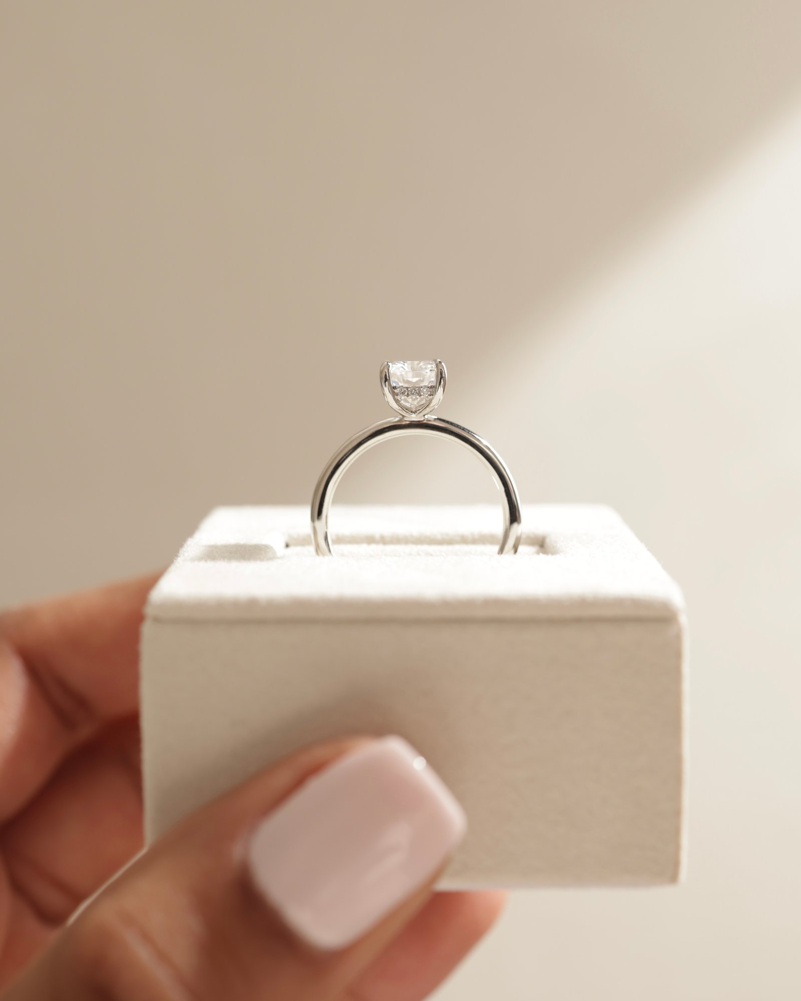 Platinum | 7.5x5.5mm Radiant Moissanite | Lab Diamond side stones