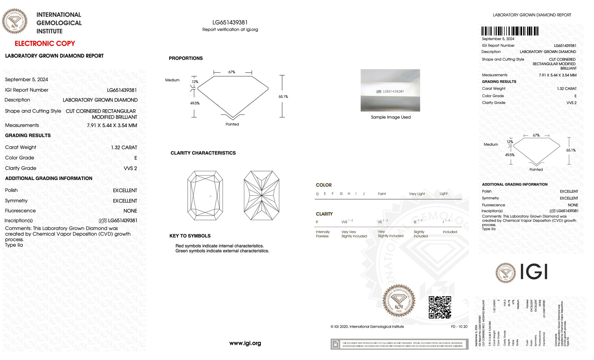 18k Yellow Gold | 1.32ct - E - VVS2 Radiant Lab Diamond | Lab Diamond side stones