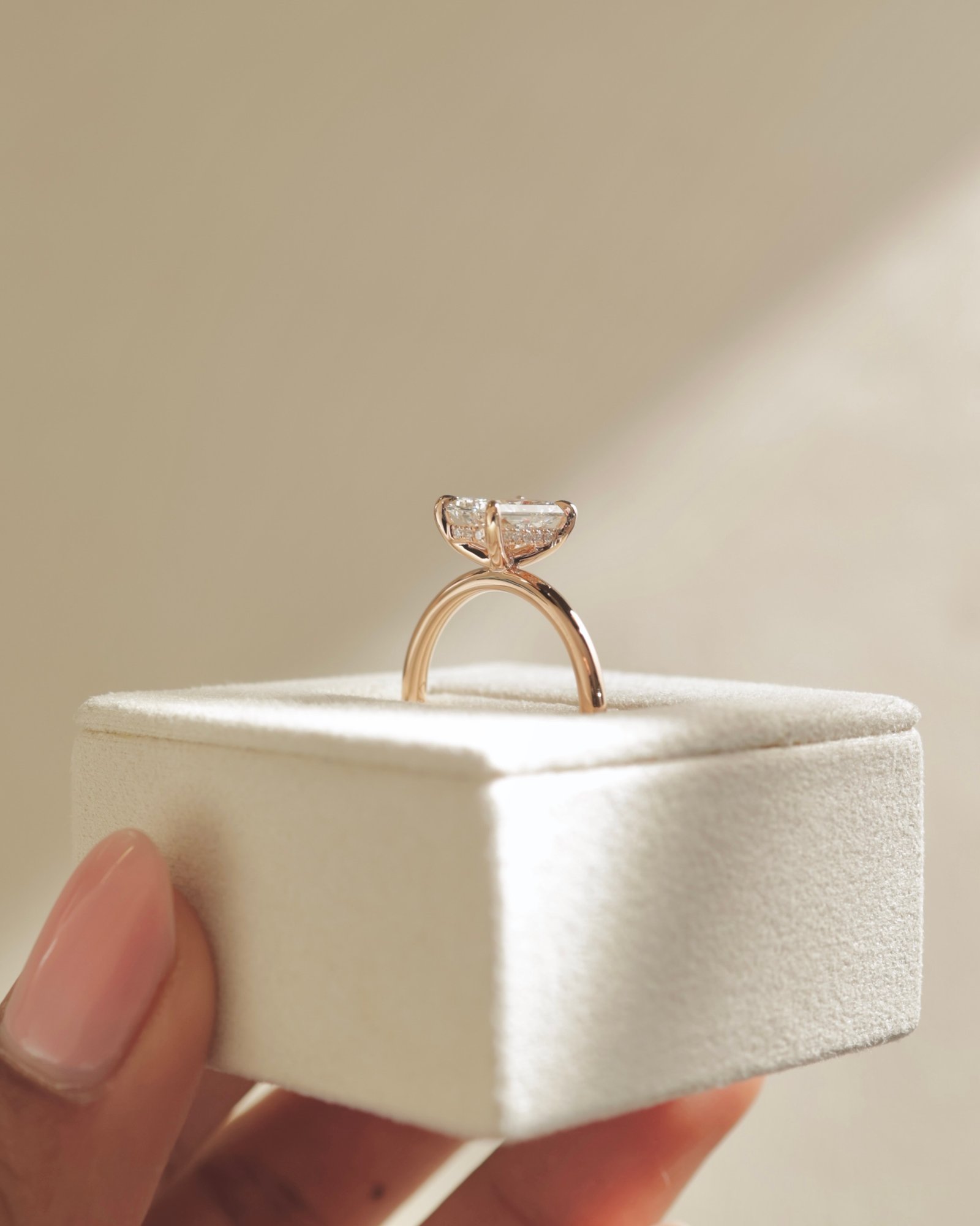 18k Rose Gold | 1.53ct - E - VVS2 Radiant Lab Diamond | Lab Diamond side stones