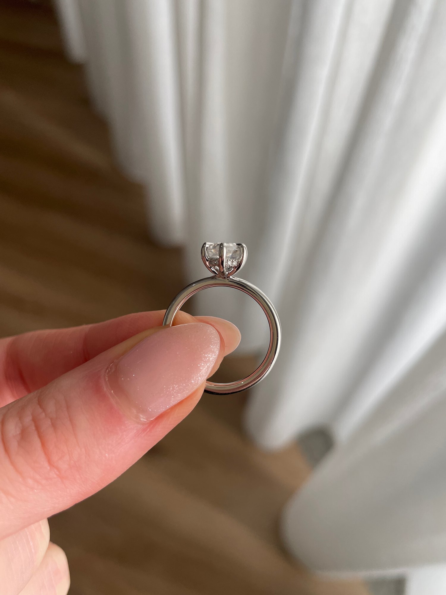 Platinum | 12x6mm Elongated Hexagon Moissanite | Lab Diamond side stones