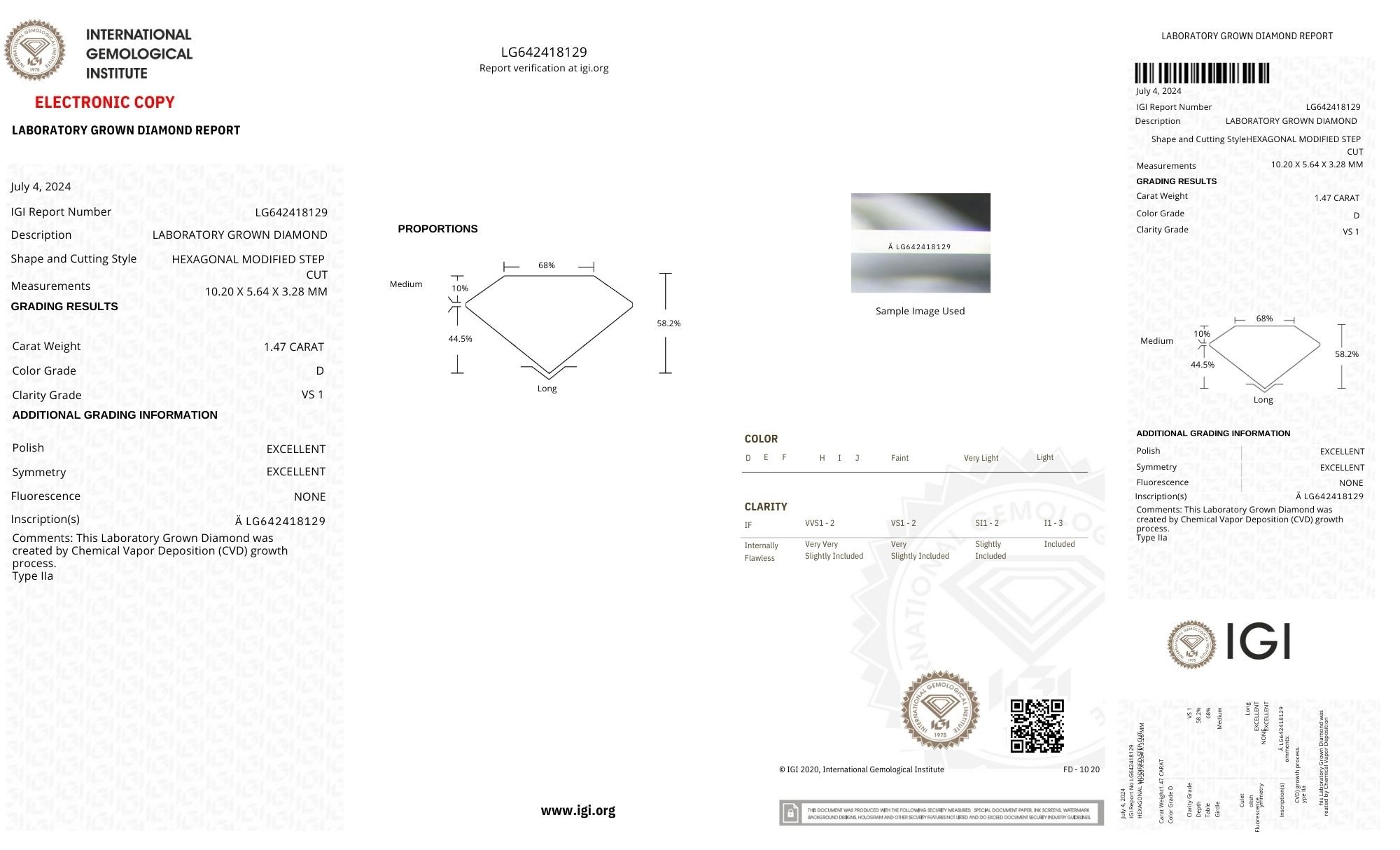 18k Yellow Gold | 1.47ct - D - VS1 Elongated Hexagon Lab Diamond | Lab Diamond side stones