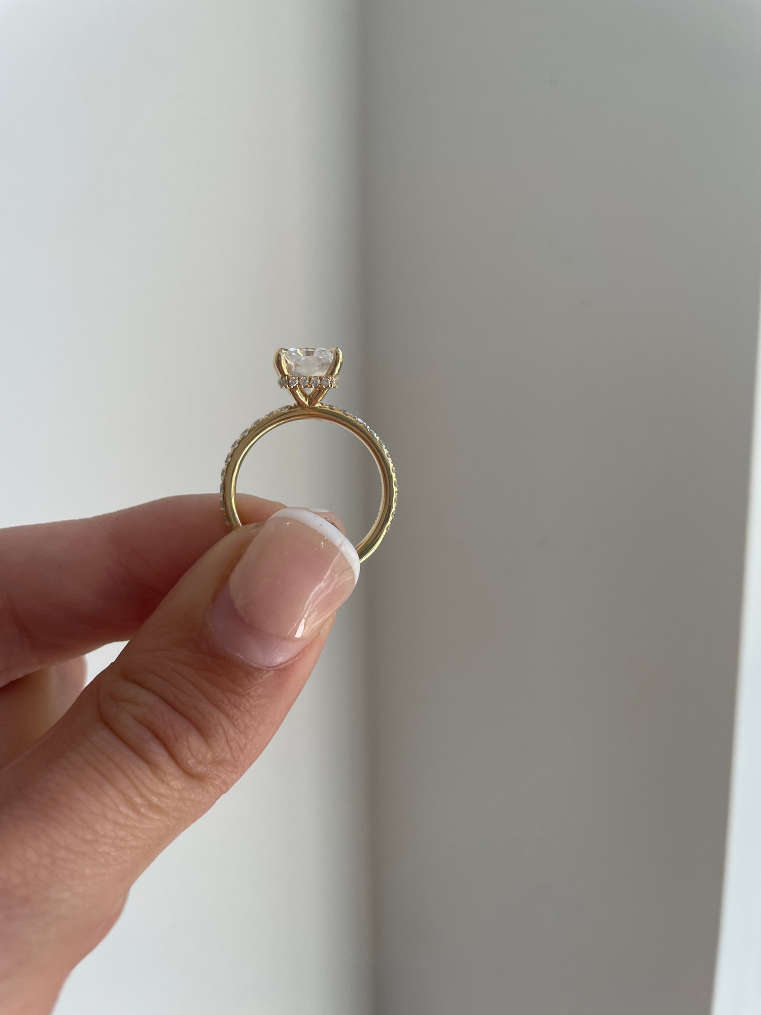 18k Yellow Gold | 9x7mm Radiant Moissanite | Lab Diamond side stones