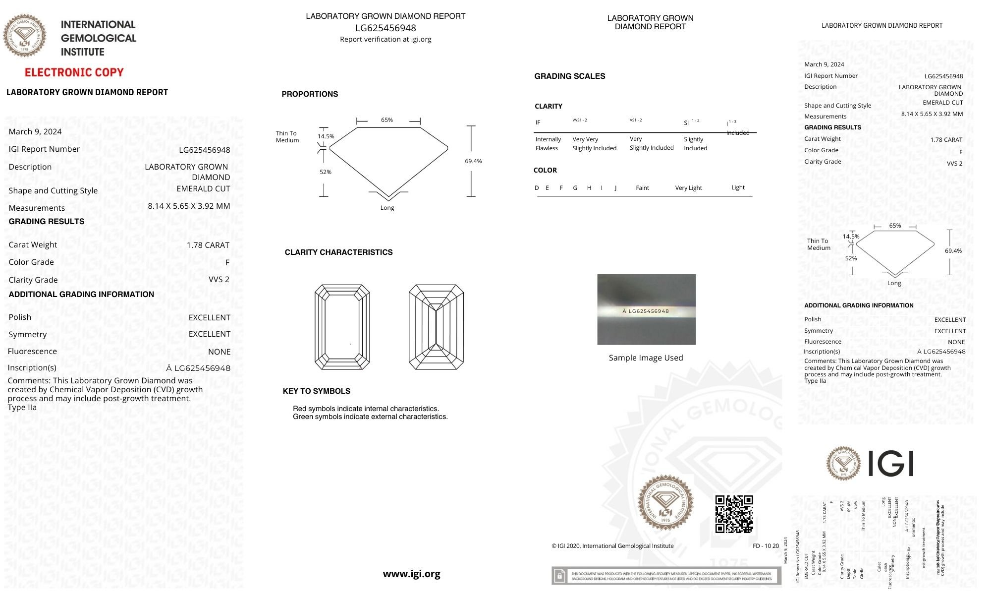 18k Rose Gold | 1.78ct - F - VVS2 Emerald Lab Diamond