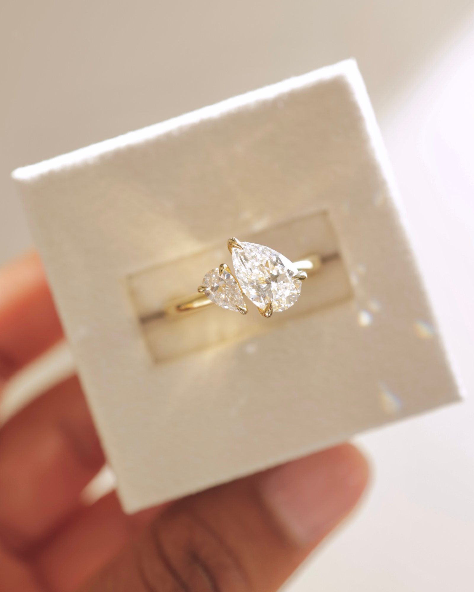 18k Yellow Gold | 0.31ct - D - VVS2 Pear Lab Diamond | 1.5ct - E - VS1 Pear Lab Diamond