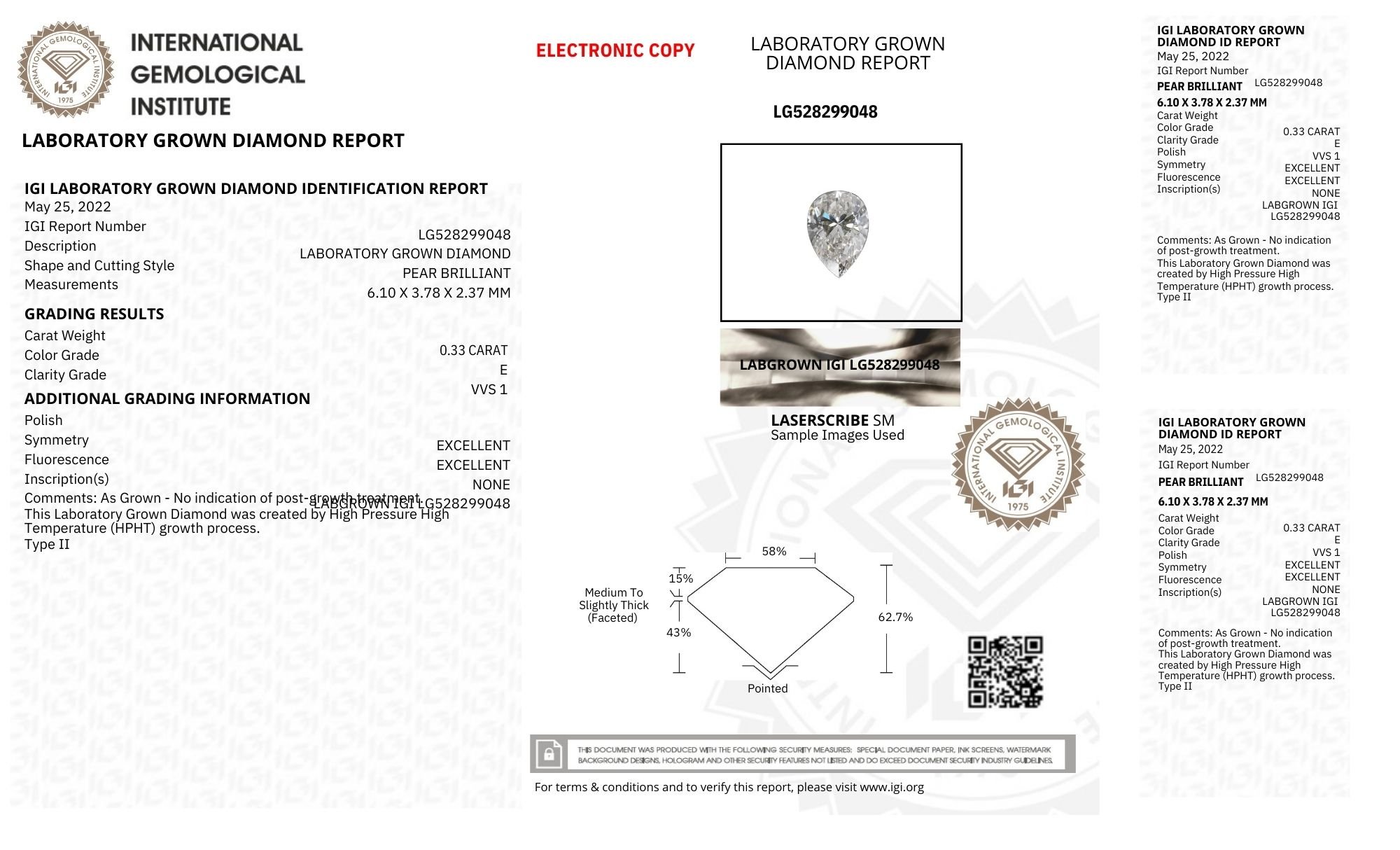 18k Yellow Gold | 0.33ct - E - VVS1 Pear Lab Diamond | 1.52ct - F - VVS2 Pear Lab Diamond