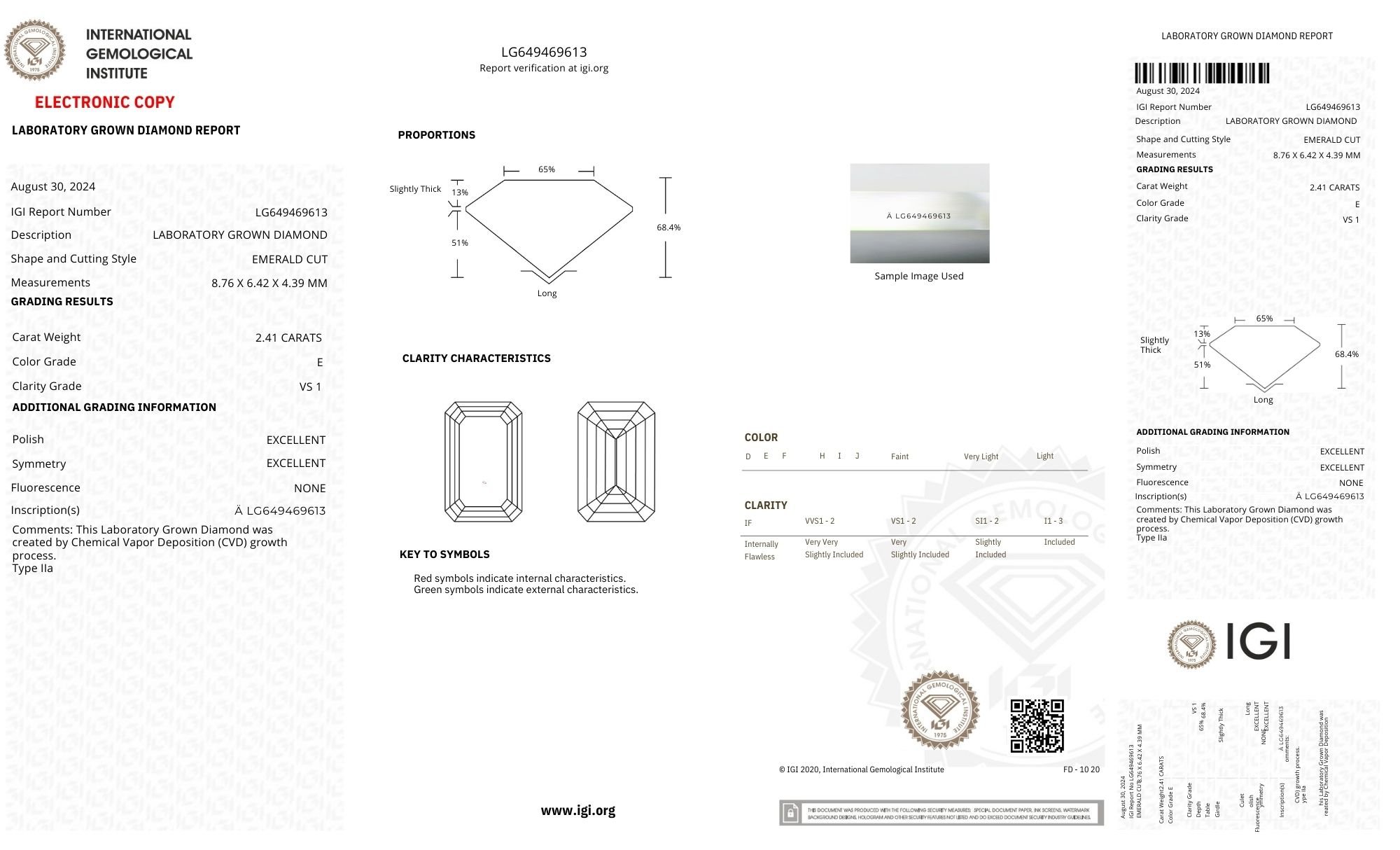 18k Yellow Gold | 2.41ct - E - VS1 Emerald Lab Diamond