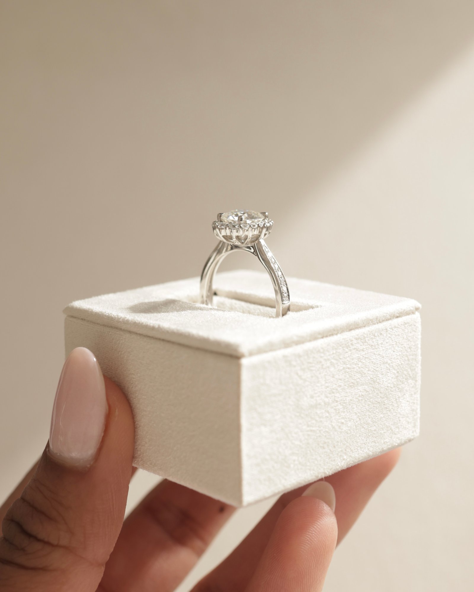 Platinum | 7.5mm Round Moissanite | Moissanite side stones