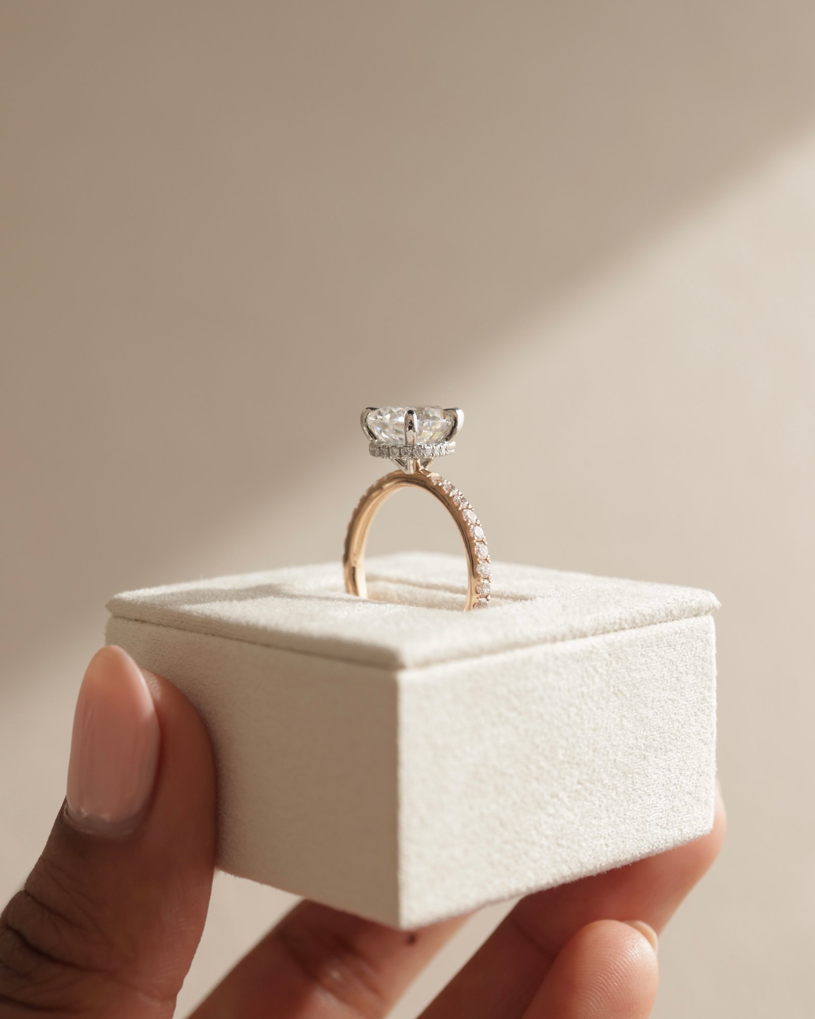 18k Rose Gold / Platinum | 11x7.5mm Pear Moissanite | Lab Diamond side stones