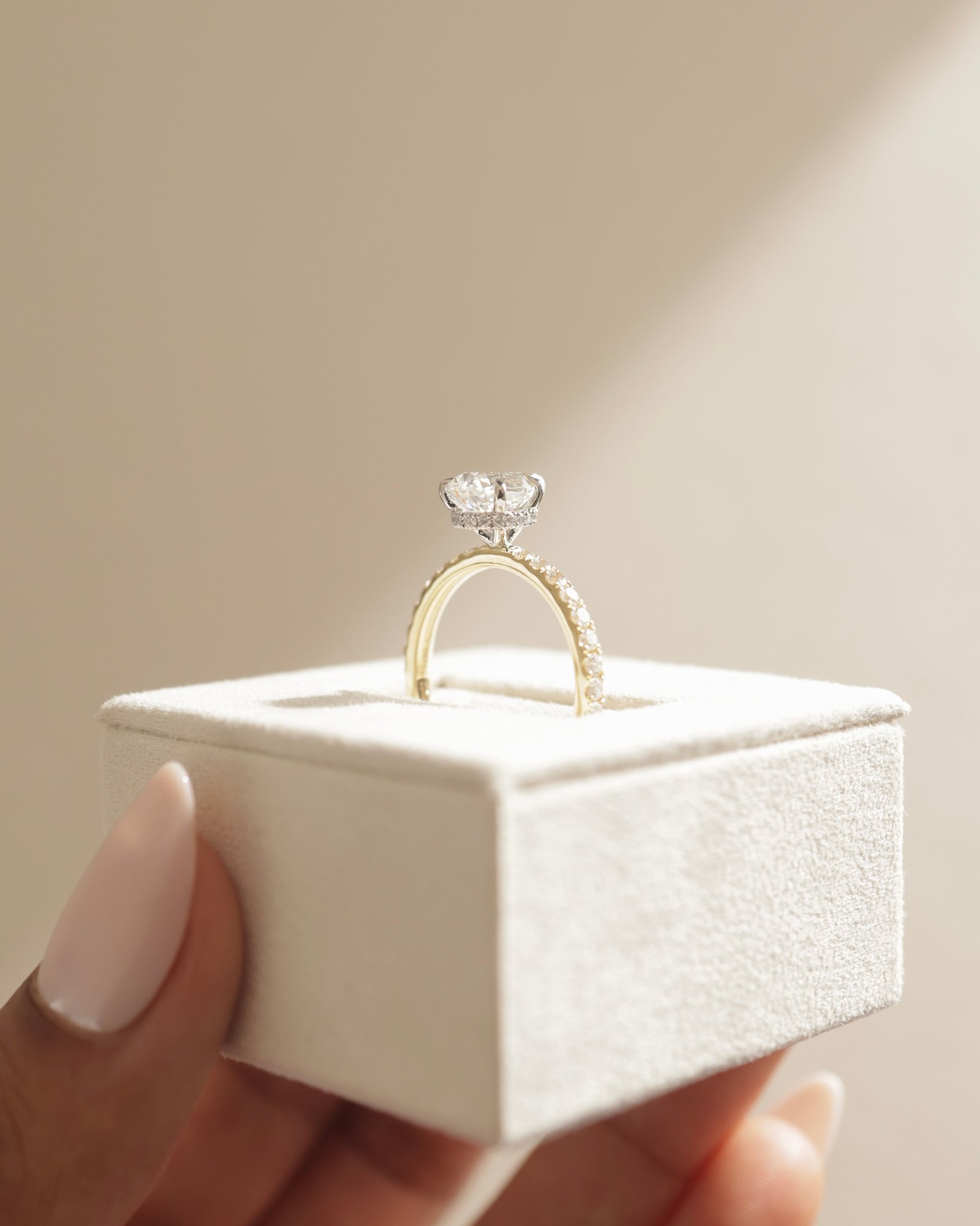 18k Yellow Gold / Platinum | 9x6mm Pear Moissanite | Lab Diamond side stones