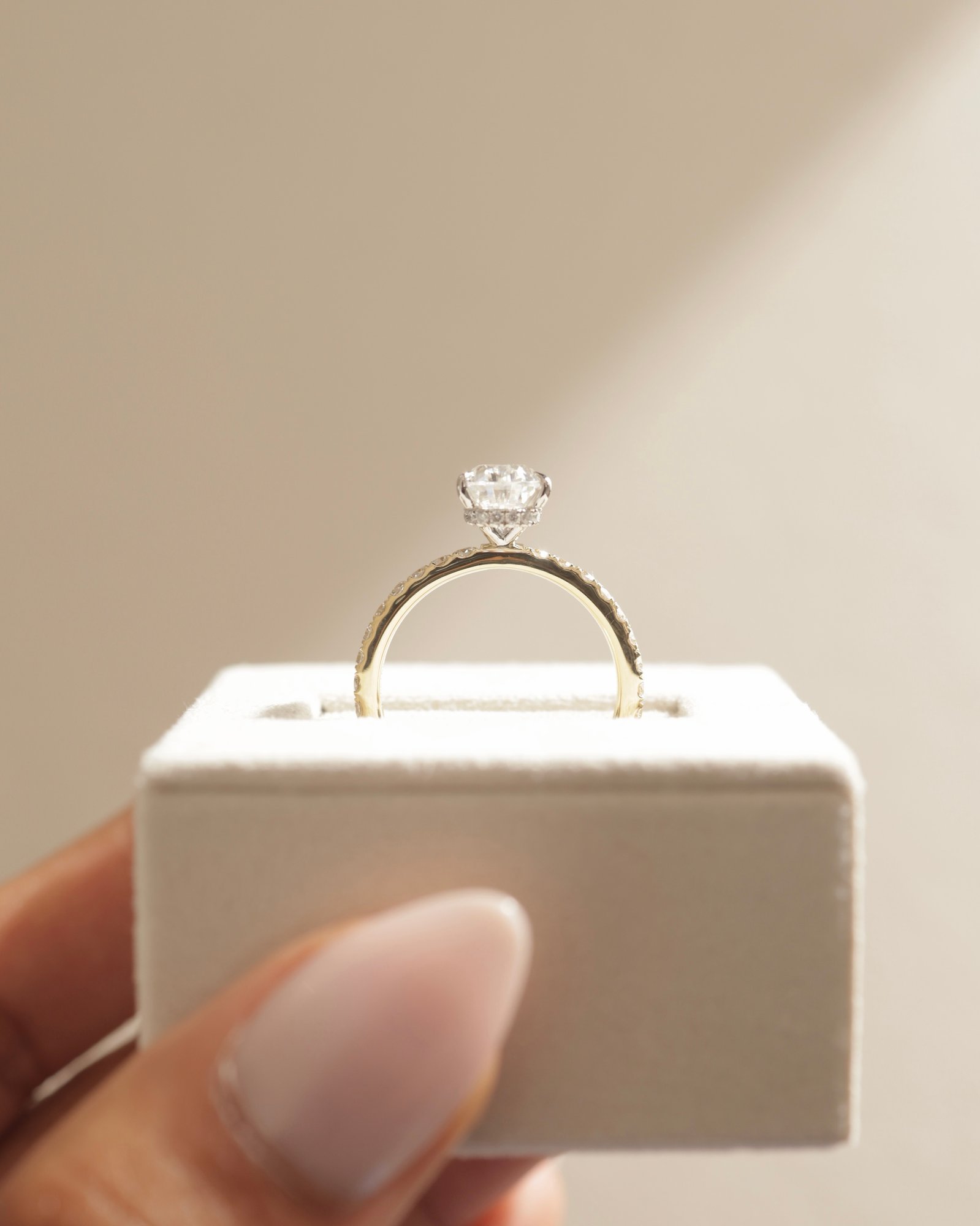 18k Yellow Gold / Platinum | 9x6mm Pear Moissanite | Lab Diamond side stones