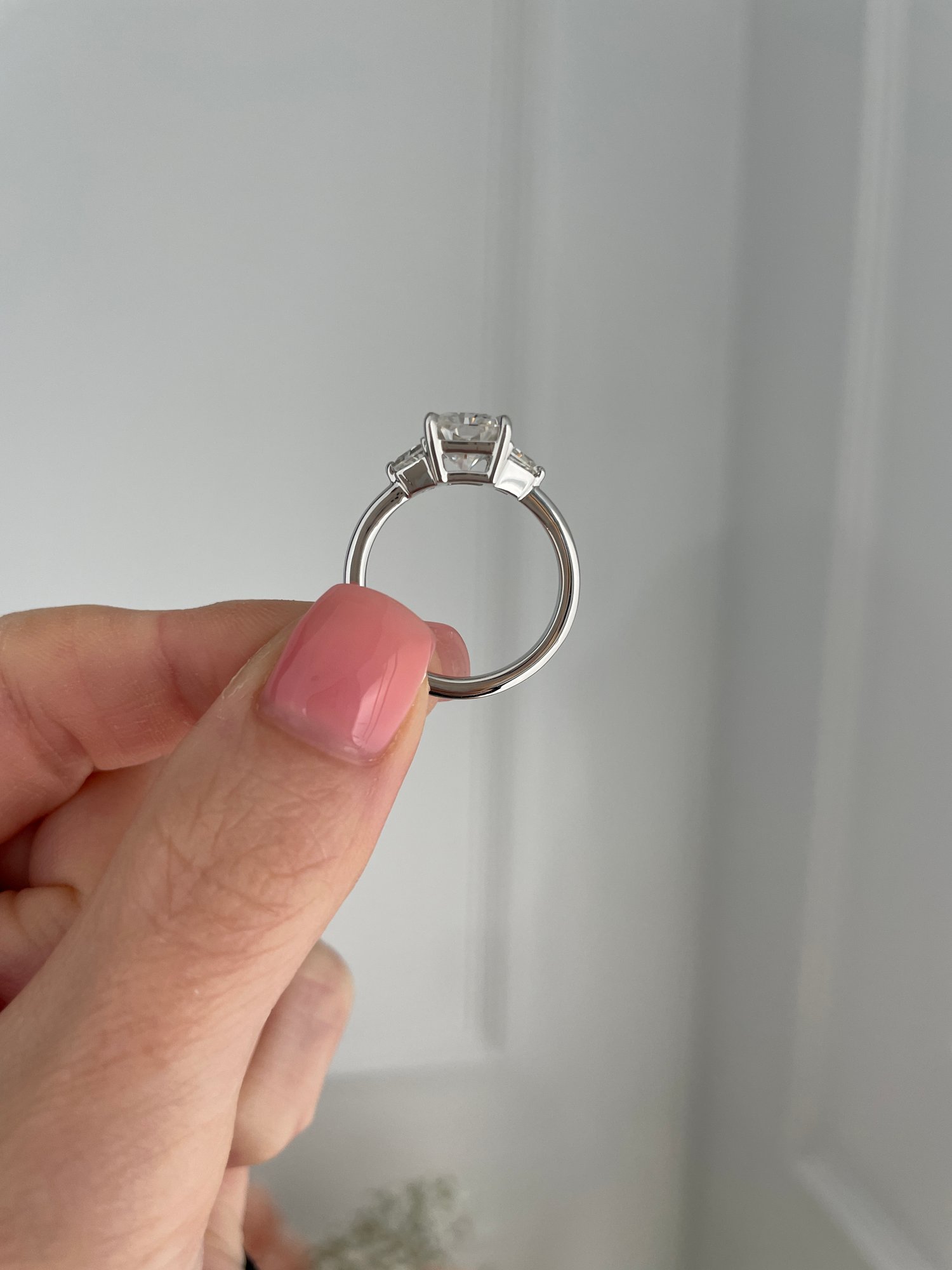 Platinum | 8.5x6.5mm Radiant Moissanite | Moissanite side stones