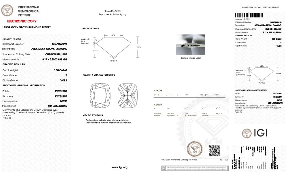18k Yellow Gold | High Set | 1.5ct - E - VVS2 Elongated Cushion Lab Diamond