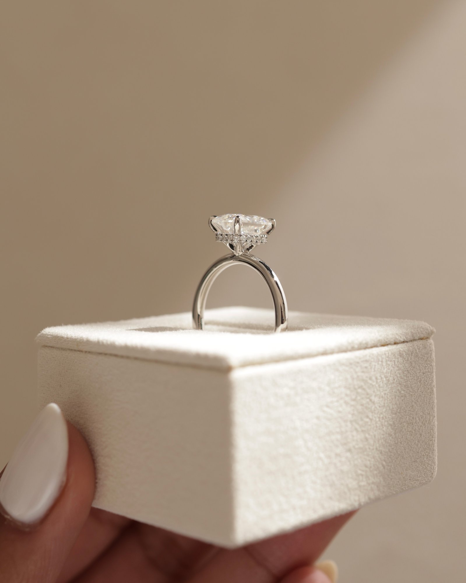 Platinum | 8.5x6.5mm Radiant Moissanite | Lab Diamond side stones