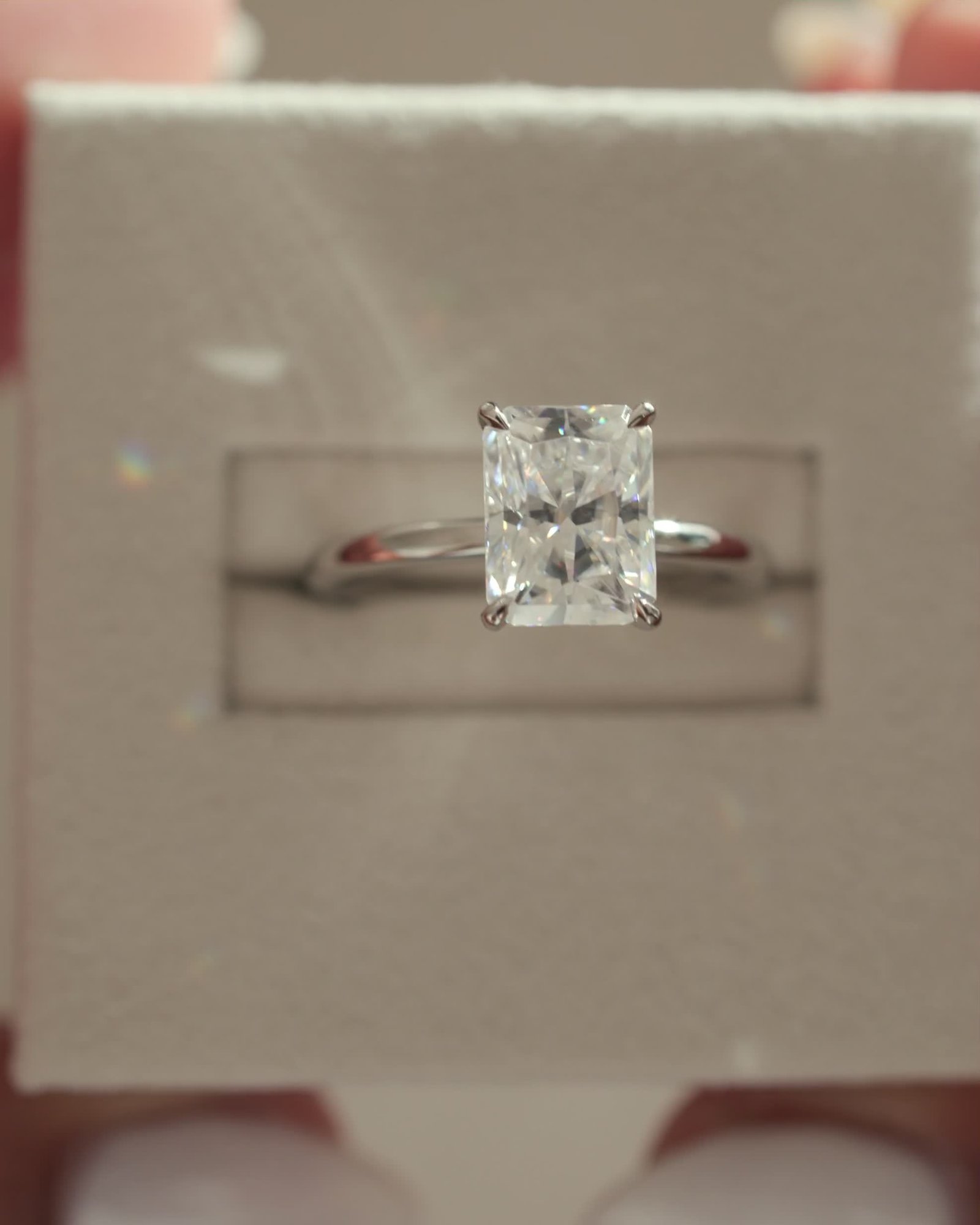 Platinum | 8.5x6.5mm Radiant Moissanite | Lab Diamond side stones